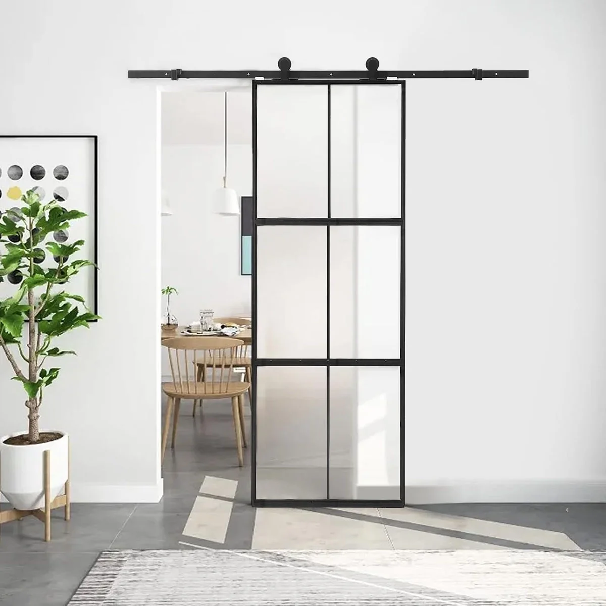 Sliding Door Indoor Round Wheel 3 Window Splicing