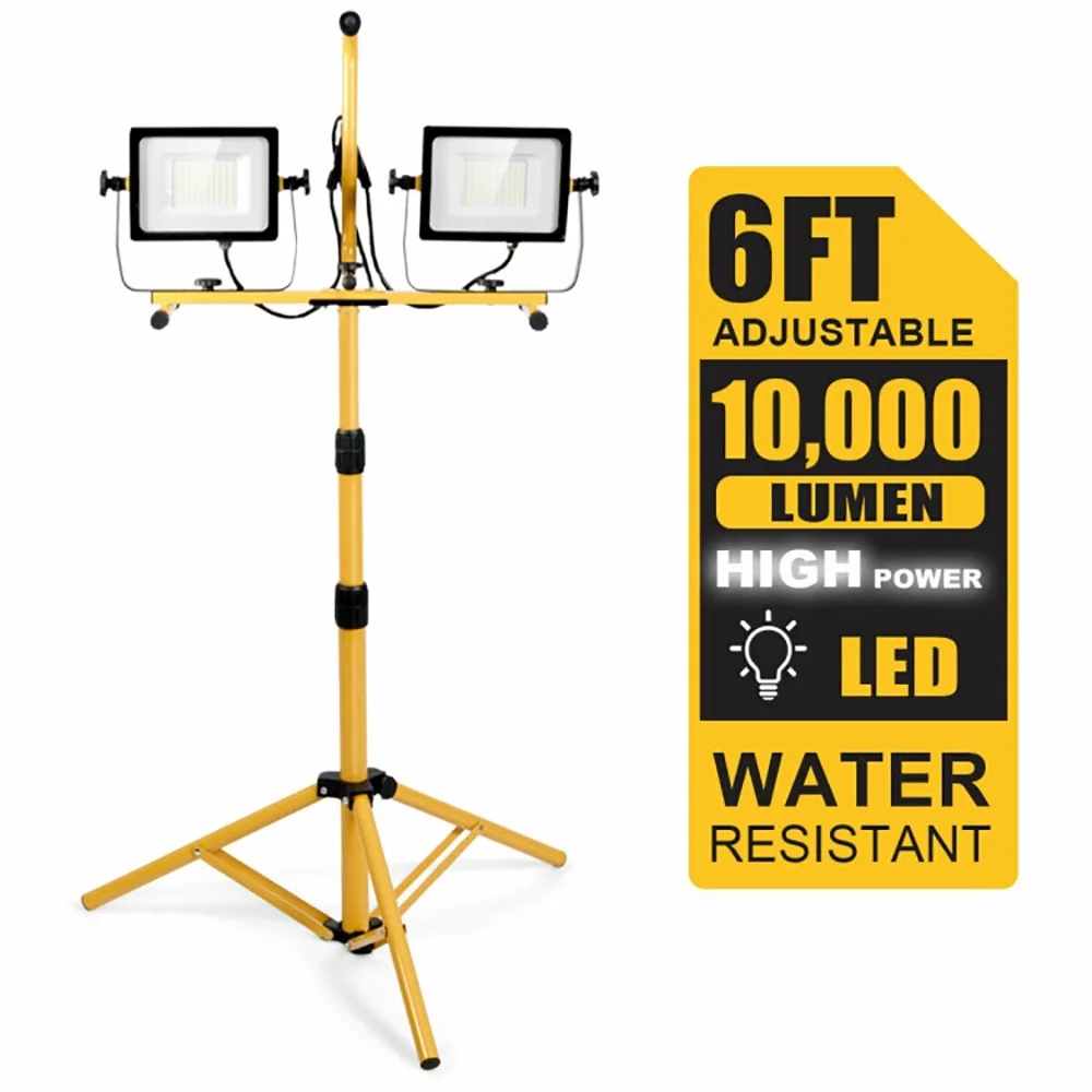 Spaco 100 W 10 000 lm LED Dual-Head Work Light with Stand, Portable Work Light