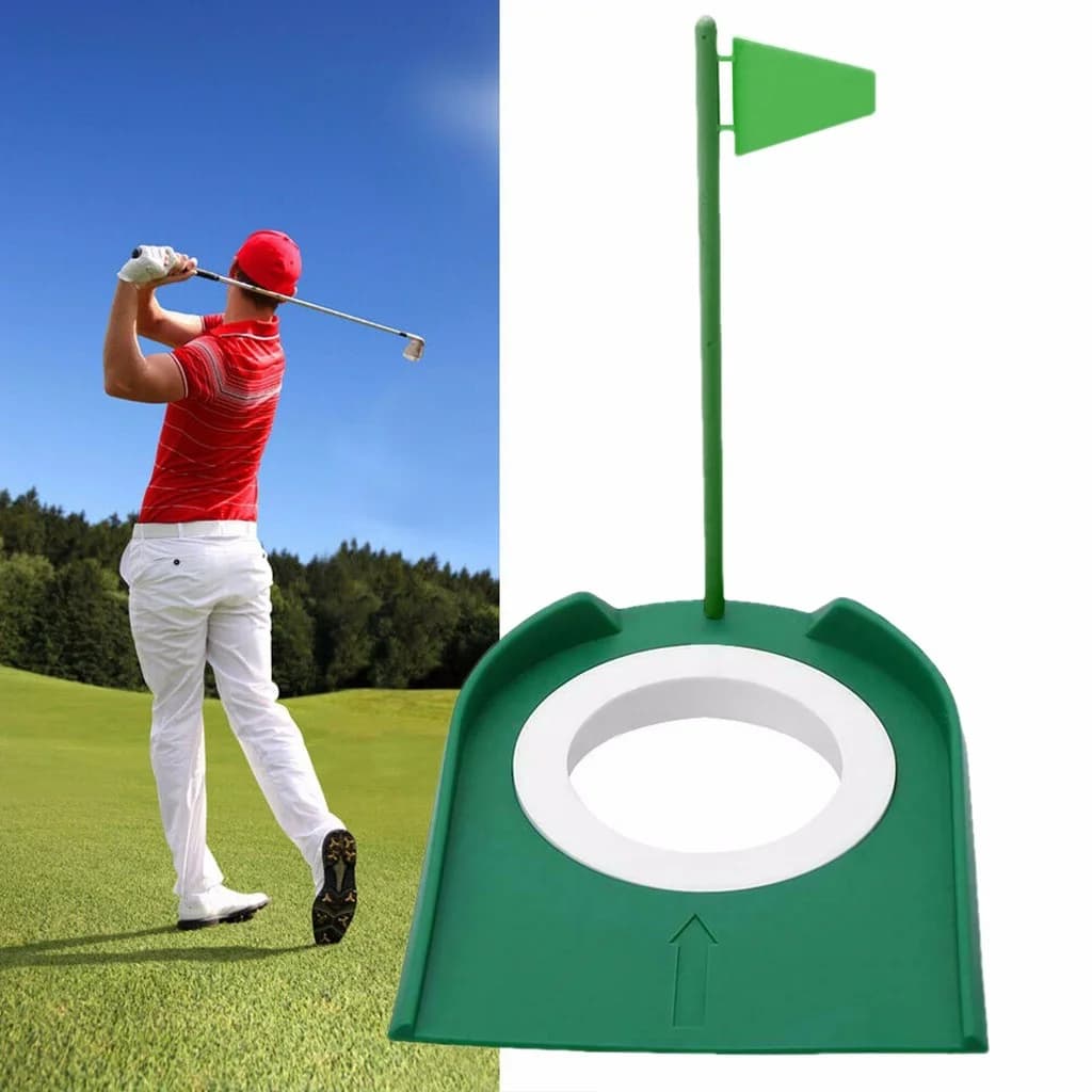 Sports Training Putting Cup for Indoor Outdoor Practice with Hole and Flag – Putter Training Aid for Precision Drill and Skill Building, 18cm×17.5cm, Green