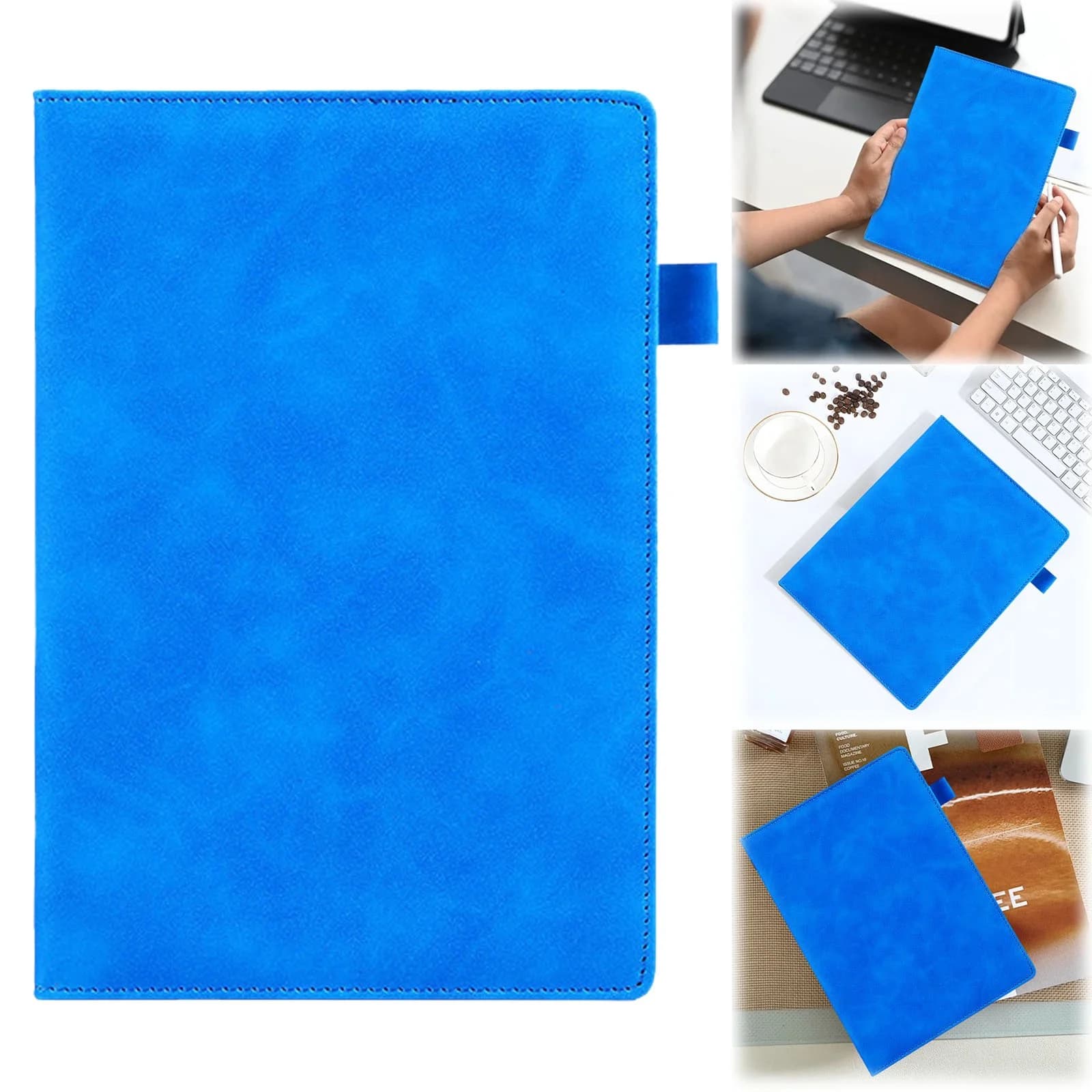 Subject Notebook, Tyeign Blank Journal Notebook A5:200 Pages Thick Sketch Book for Women Men Hardcover Leather Unlined Note Book Notebooks for teens Diary Notebooks Wide Ruled Sky Blue