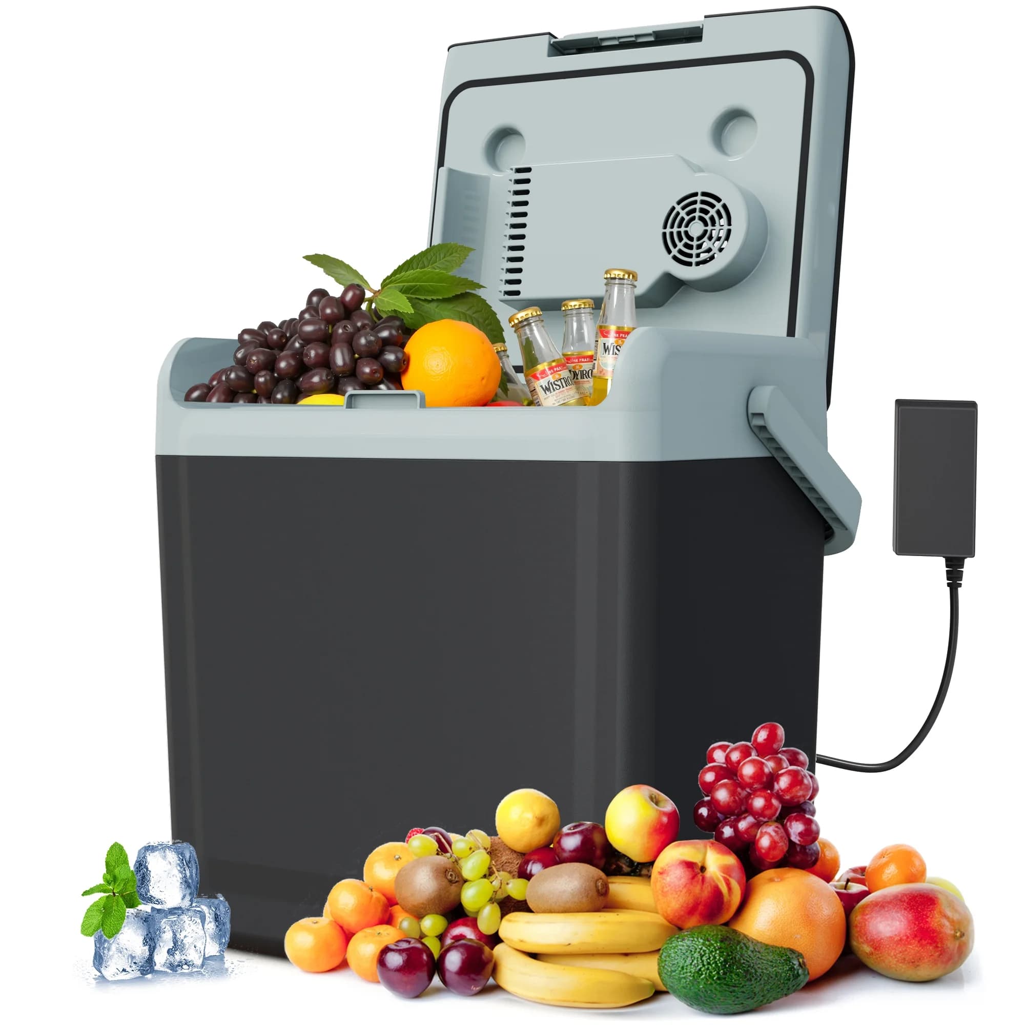 Sunvivi 25QT Portable Electric Cooler & Warmer with Handle Mini Fridge for Car, Road Trips, Camping, Home, and Office, Black
