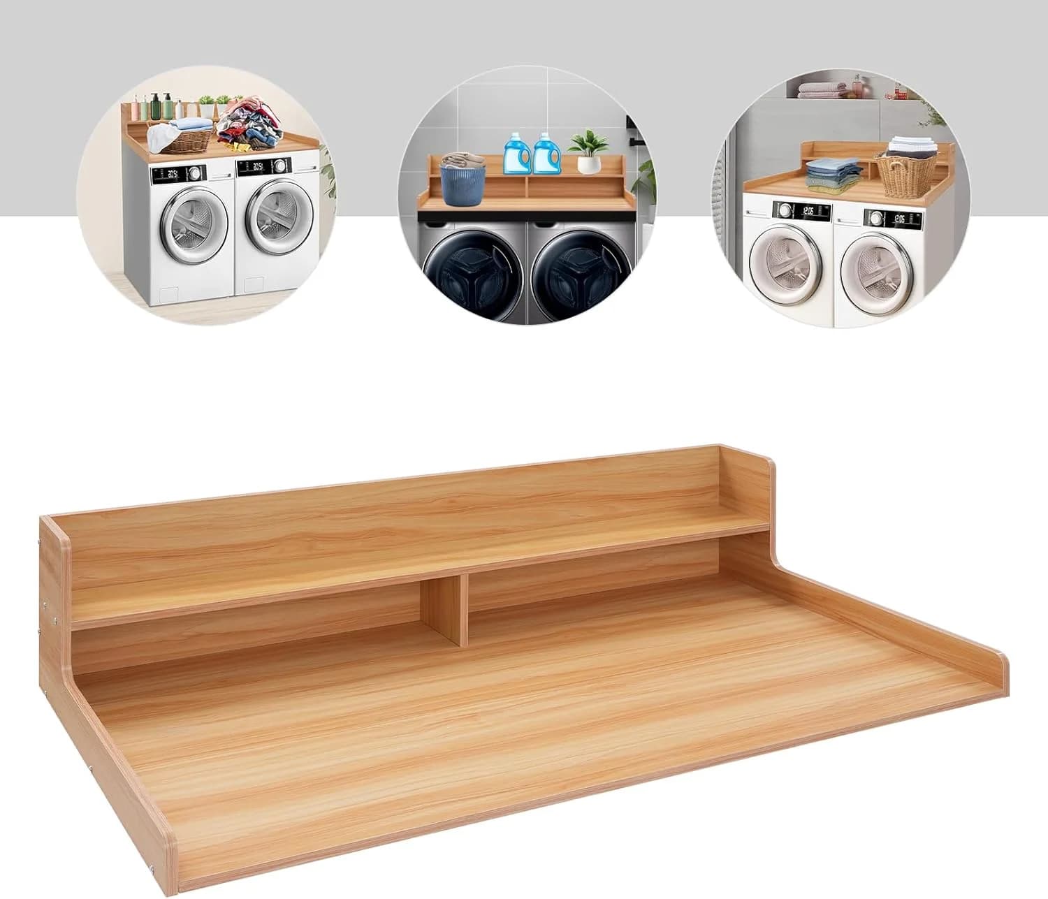 Washer Dryer Countertop, Laundry Machine Countertop with Shelf, Washing Machine Countertop Cover for Laundry Room Bathroom Organization, Extra Laundry Folding Counterspace