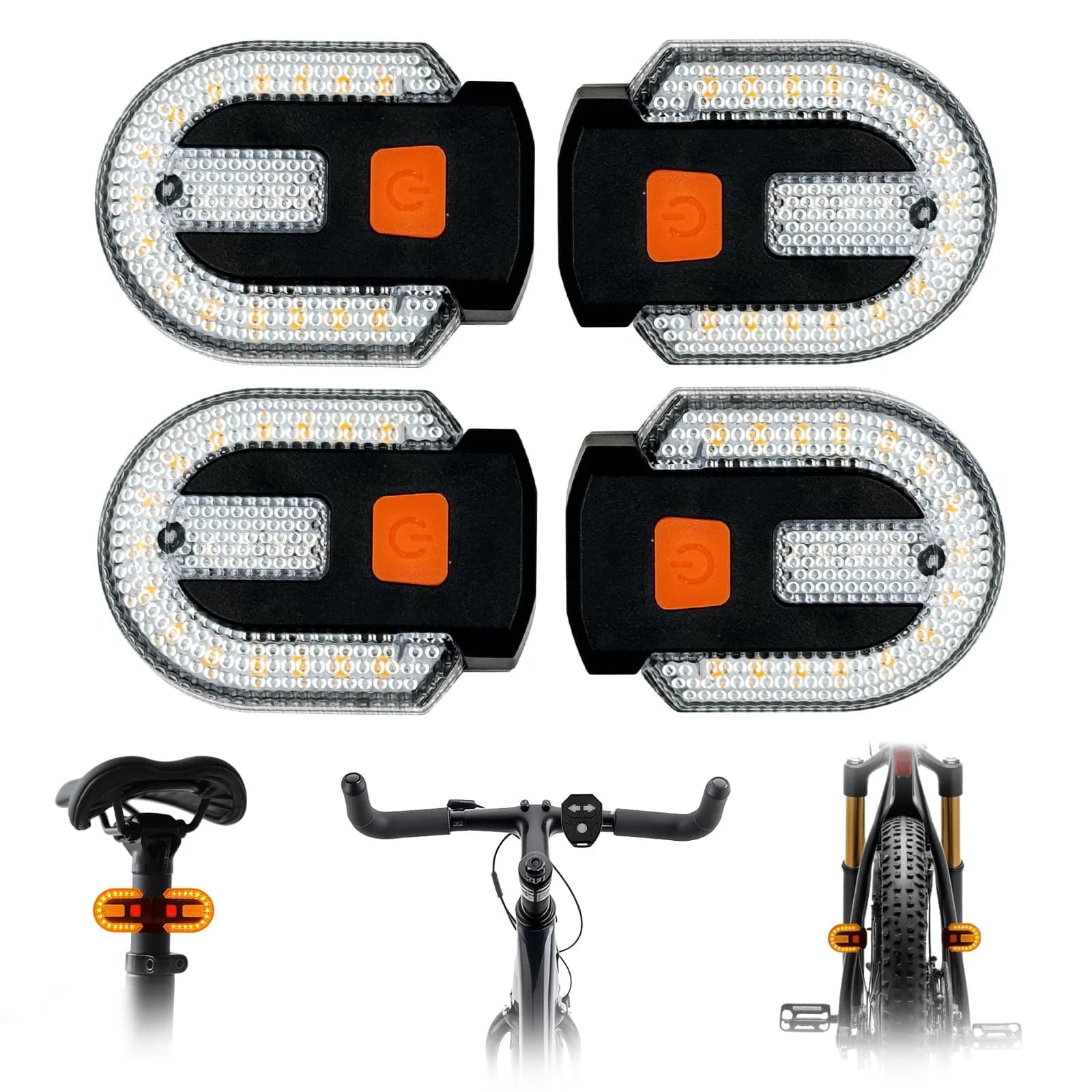 Wireless Remote Control Bike Turn Signals Light Set, 1-to-4 USB Rechargeable Smart Cycling Tail Lights, 5 Light Modes Waterproof Rear Warning Safety Light Kit