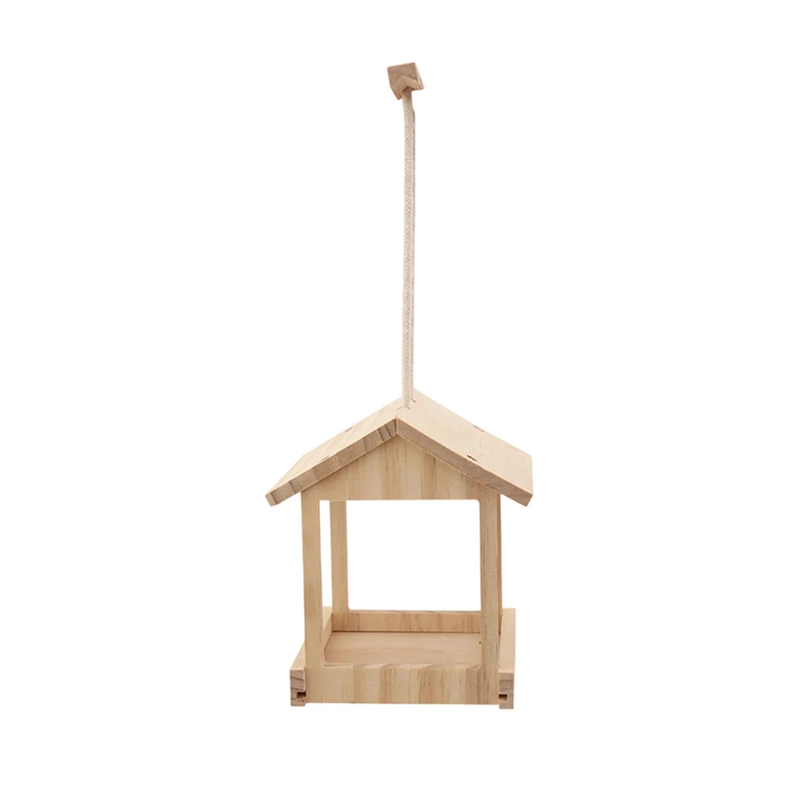 Wooden Hanging Birdhouse Open Design Bird Feeder, Natural Wood Nesting Box for Small Wild Birds Outdoor Backyard Garden Decoration
