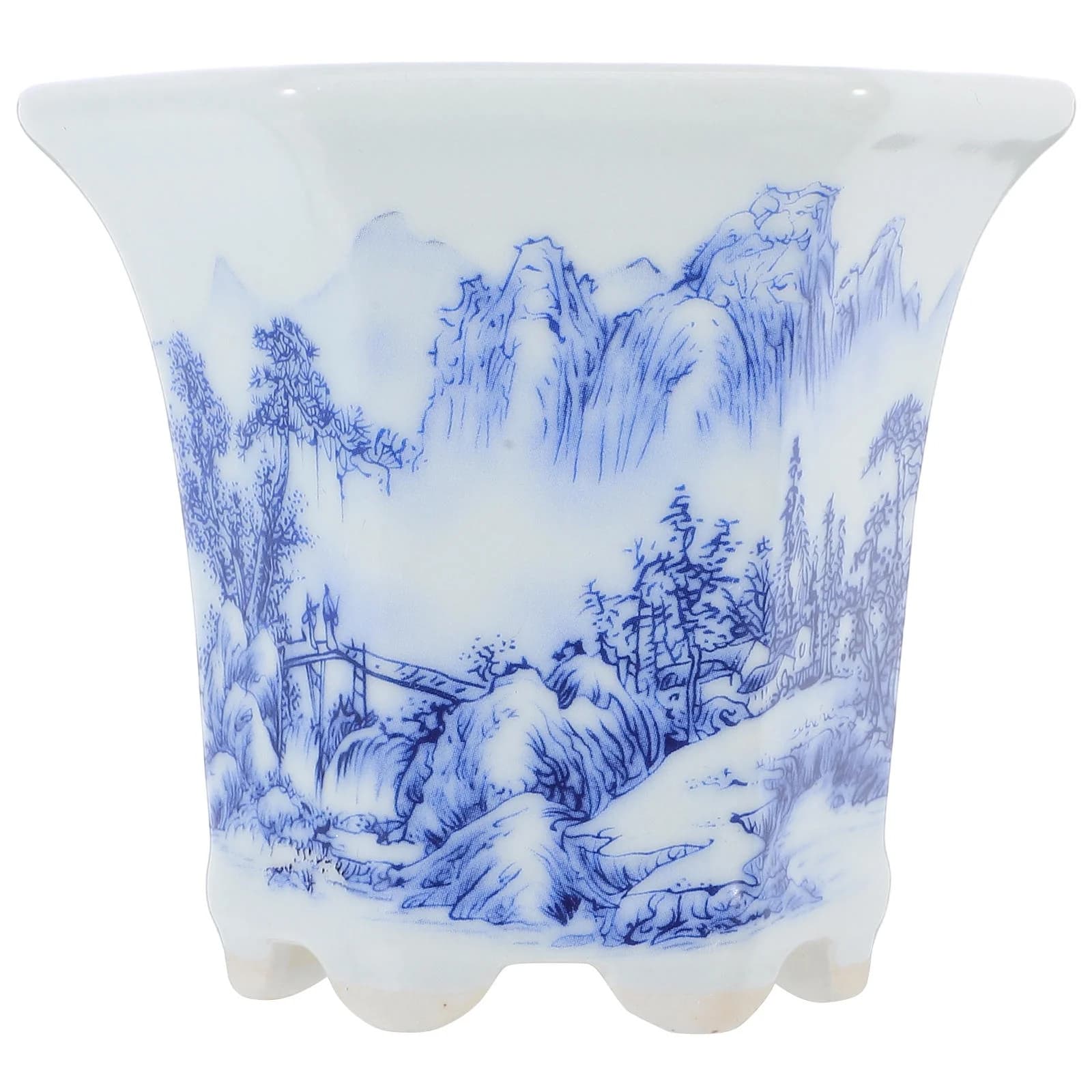 Worgeous Delicate Blue And White Ceramic Planter Unique Porcelain Flower Pot For Small Plants Decorative Desktop Flower Pot For Home And Balcony