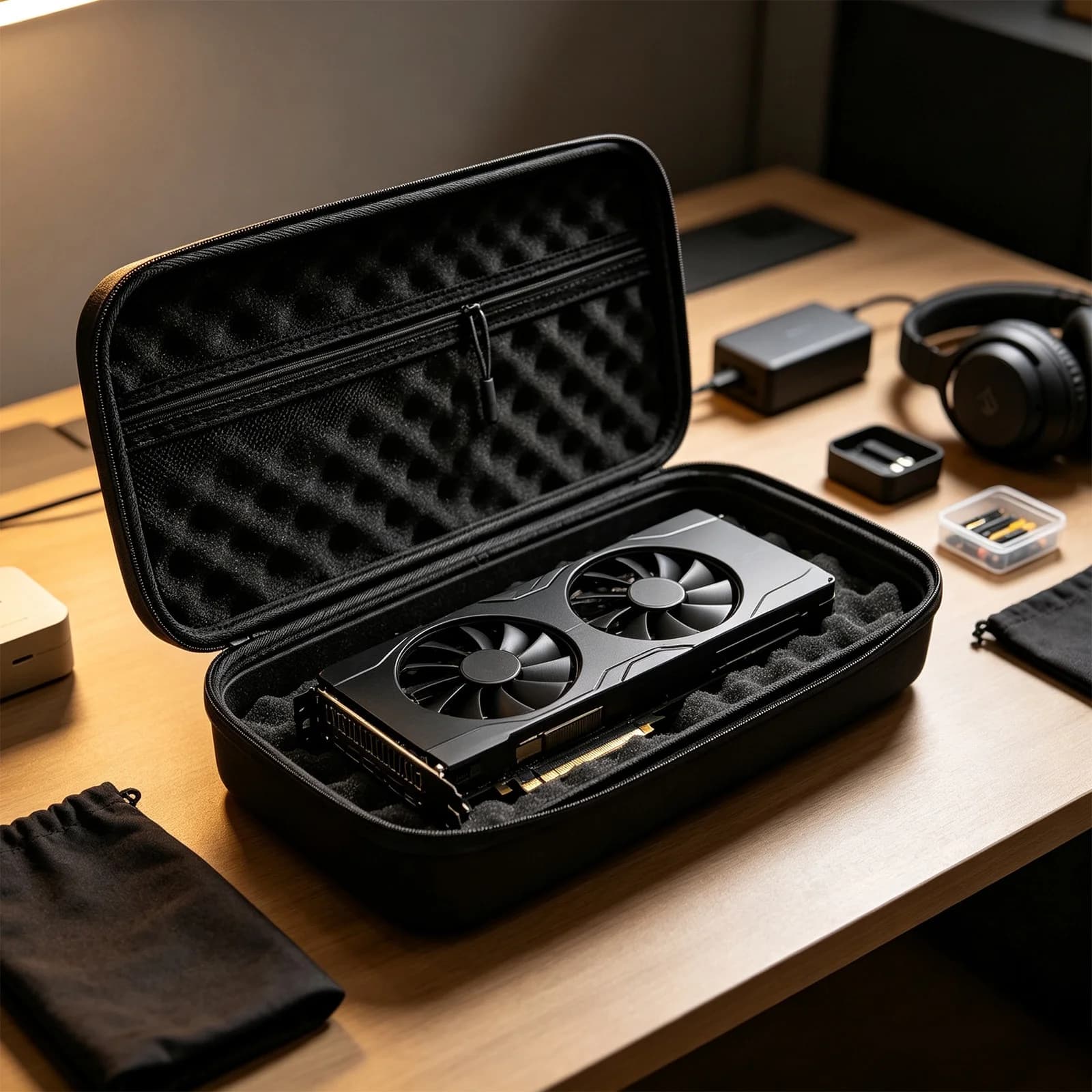 YFGEFTR Portable Carrying Case, Large Capacity Shockproof Anti-Scratch Video Card Carrying Bag for PC Builders Gamers
