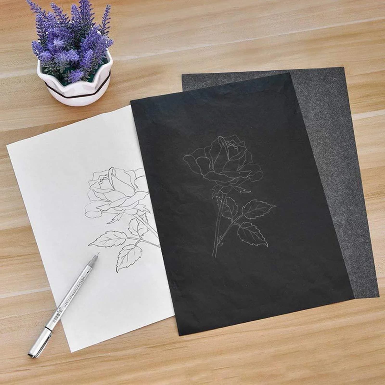Yoziaaoa 150 pcs Graphite Transfer Paper, Black Sheets Tracing Paper for DrawingWax FreeErasableSmudge-Free Carbon Paper, Tracing and Watercolor TransferPremium Arts and Crafts Supplies