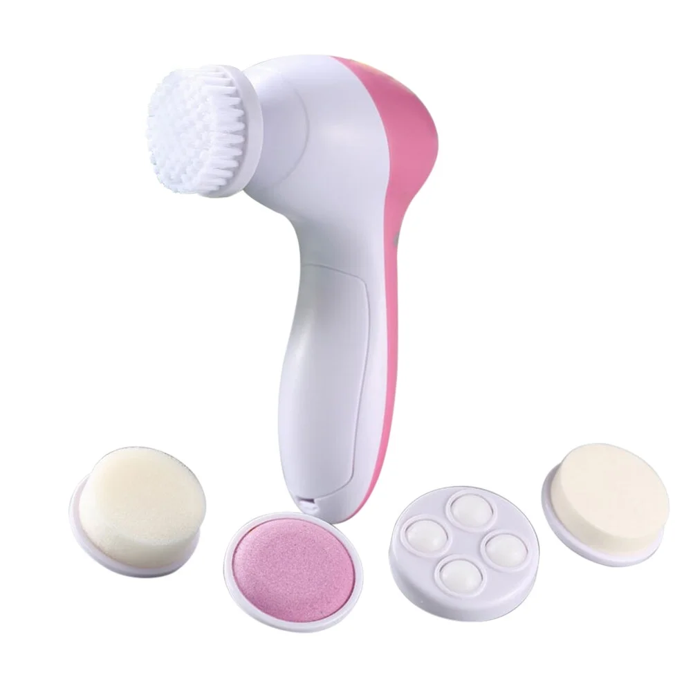 ZOUYUE 5 in 1 Electric Facial Cleaning Brush Skin Care Electrical Beauty Device Spa Brush Skin Care Massage (Pink)