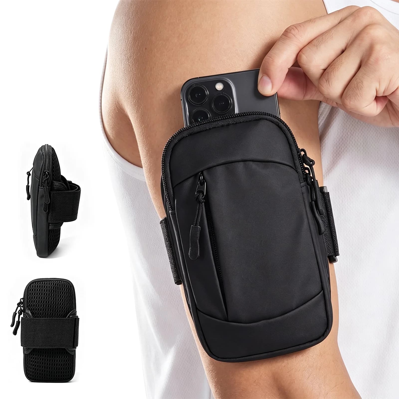 Gopgoy Running Armband Phone Holder, Adjustable Arm Wrist Bag for Men Women, Sports Armband for Gym, Cycling, Workout, Fits Smartphones Up to 6.7 Inches