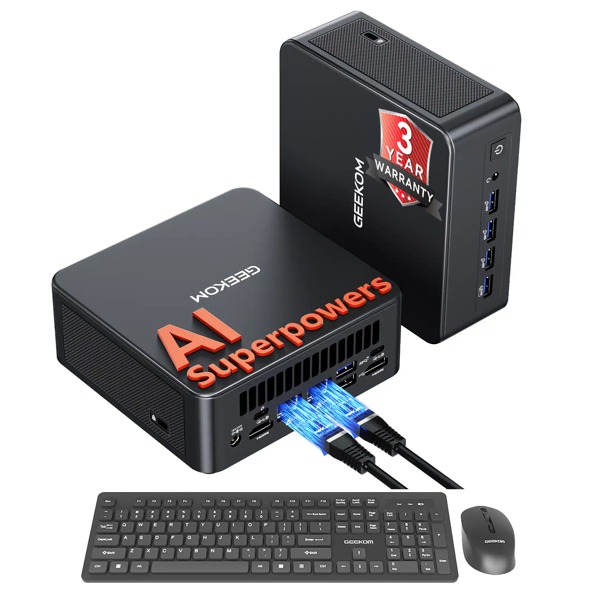 GEEKOM - IT13 MAX AI Mini PC, Intel Ultra 9 185H Idea Coding/Tasks, 24GB LPDDR5 RAM&500GB PCIe 4.0 SSD, Win11 Pro Pre-installed - Black