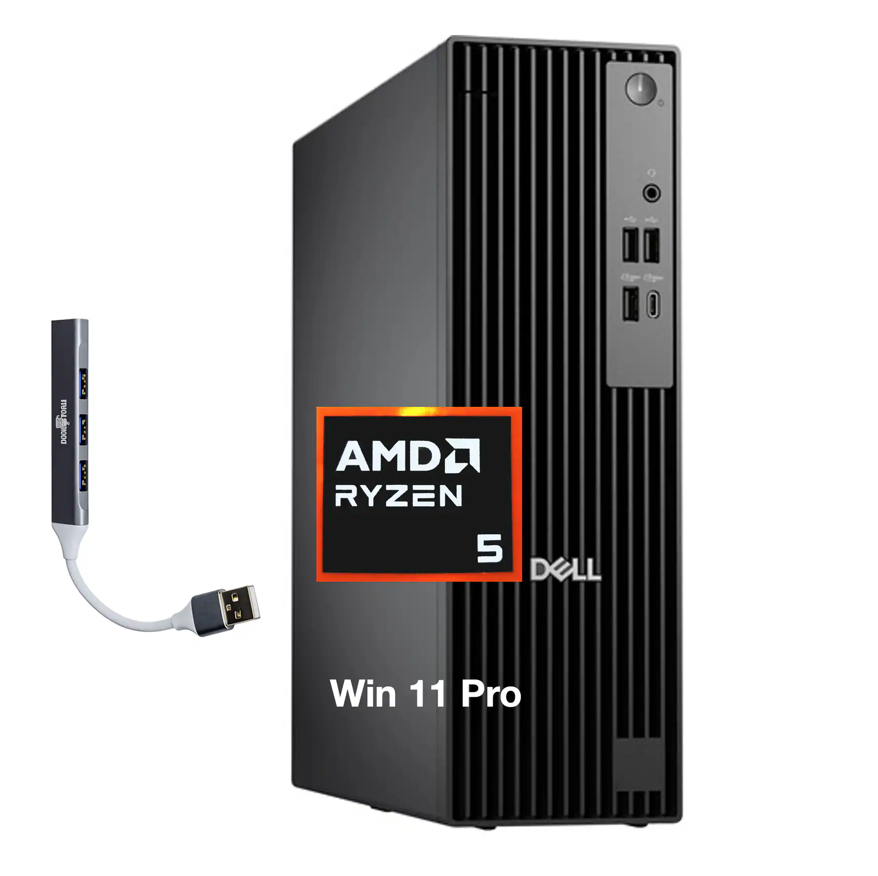Dell - Pro Slim QCS1255 Desktop (Ryzen 5 8500G, 16GB, 512GB SSD, AMD Radeon 740M, Win 11 Pro) w/USB Hub - Black