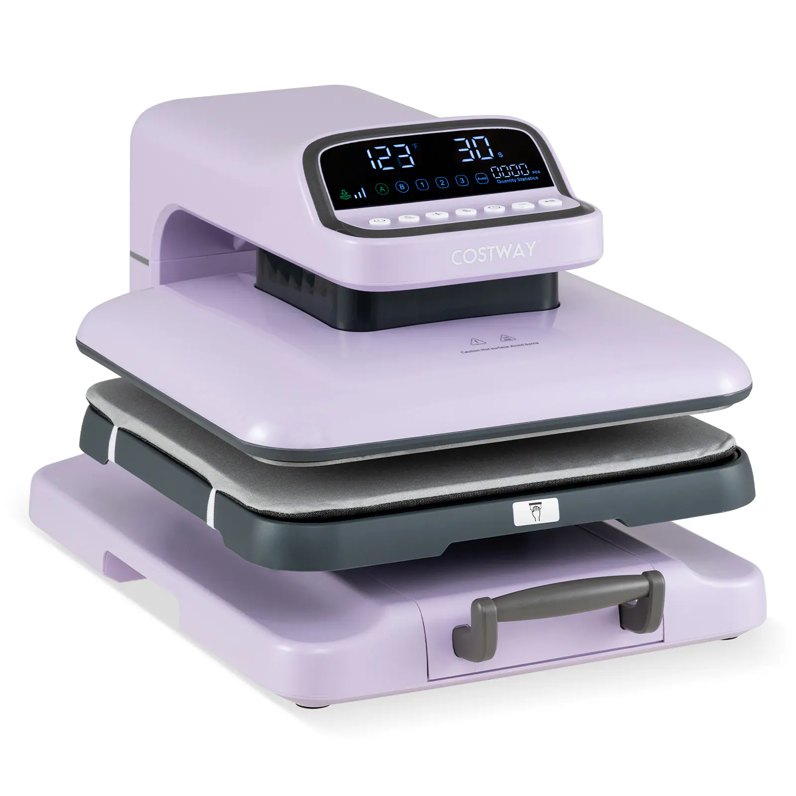 Costway - Auto Heat Press Machine for T Shirts with Auto Release, Adjustable Pressure - Purple