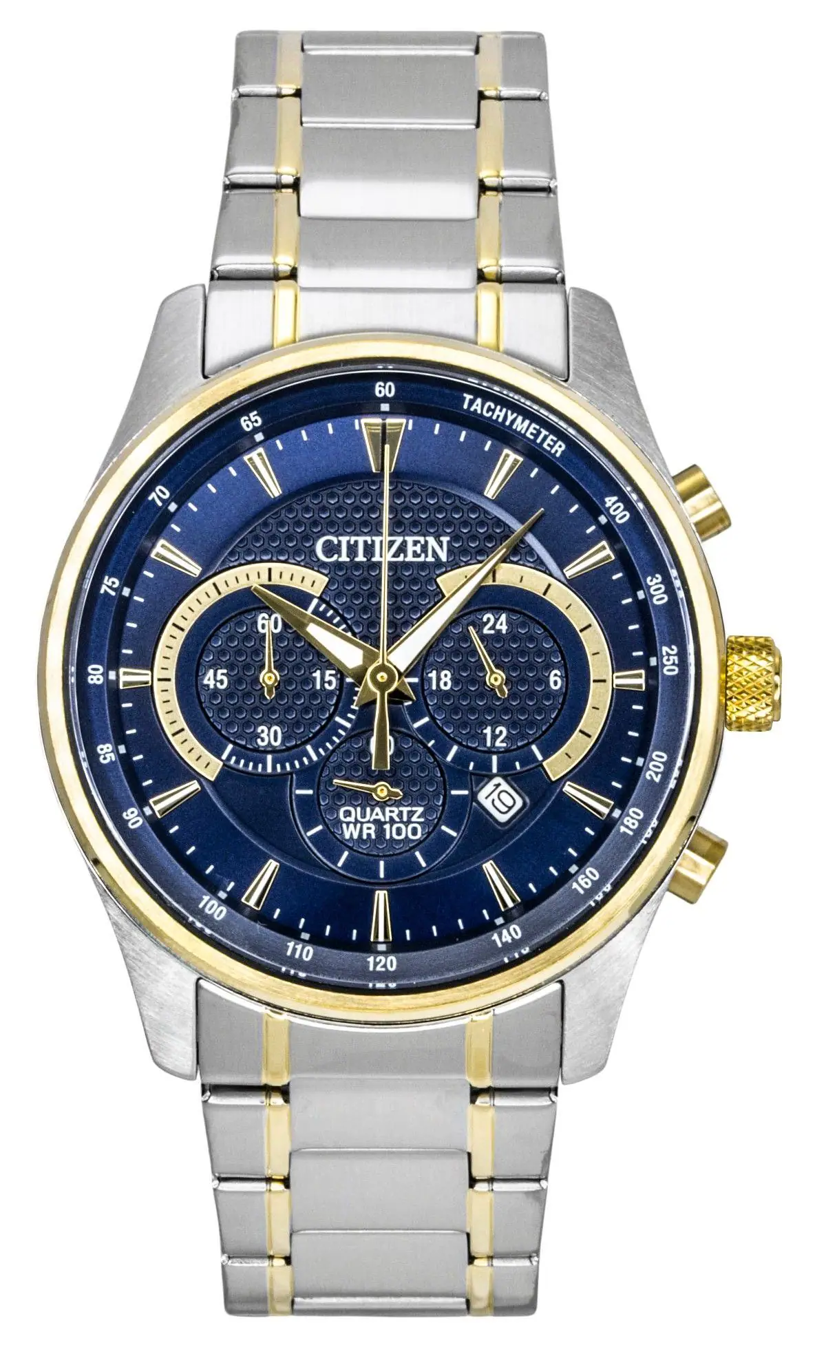 Citizen - Chronograph Two Tone Stainless Steel Dial Quartz AN8194-51L 100M Men's Watch - Blue