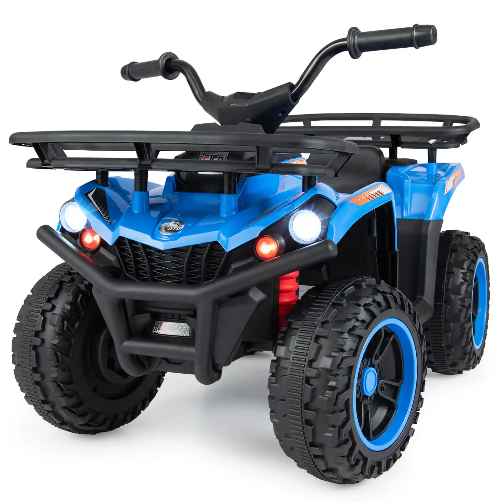 Costway - 24V 4-Wheeler Ride on Toy with Slow Start, Songs, Stories, Tunes, MIC/SD/USB Port - Blue