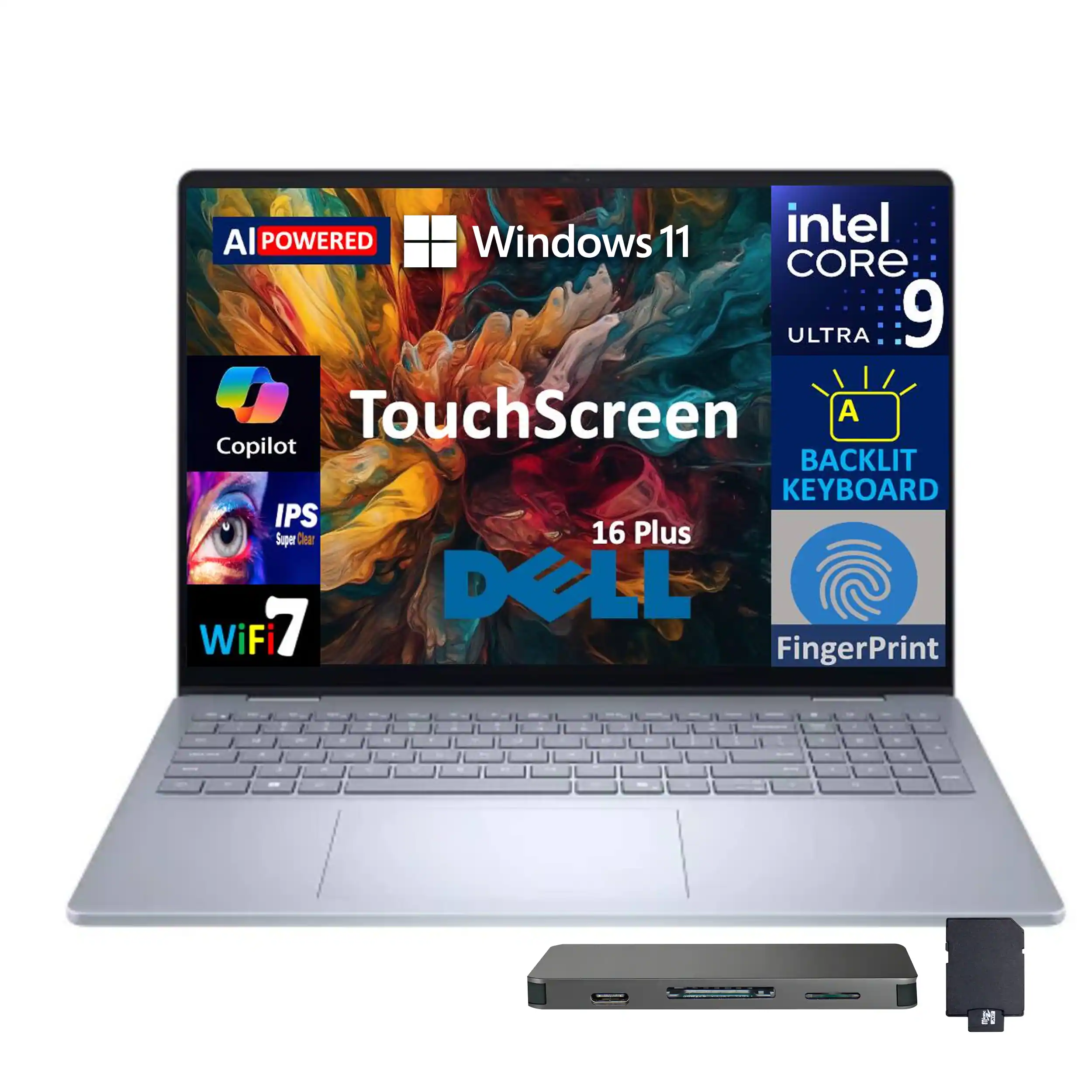 Dell - Upgraded - 16 Plus Laptop (Ultra 9-288V, 32GB, 4TB PCIe SSD, 16.0 Touch WUXGA (1920x1200), Intel Arc, Win 11 Home) - Blue