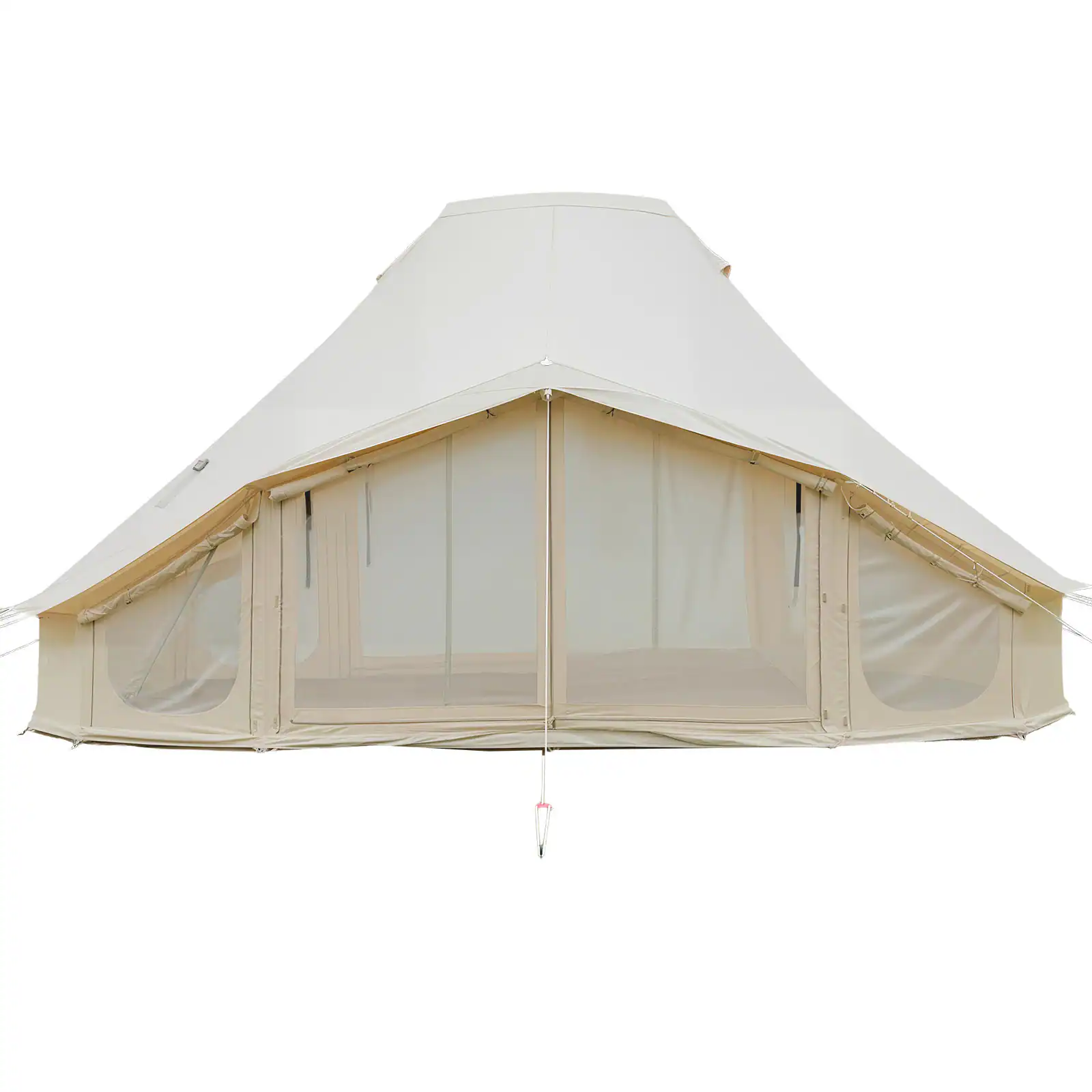 VEVOR - Canvas Bell Tent, 4 Seasons 19.7 x 13.12 x 10.17 ft Yurt Tent for Camping with Stove Jack, Poly-Cotton Canvas Breathable - Light Beige