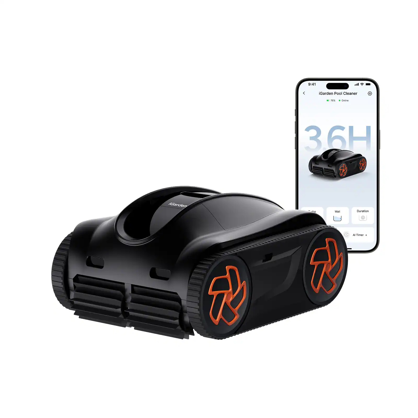 iGARDEN - K Series Robotic Pool Cleaner, 3.6H Runtime, Above/Inground Pool