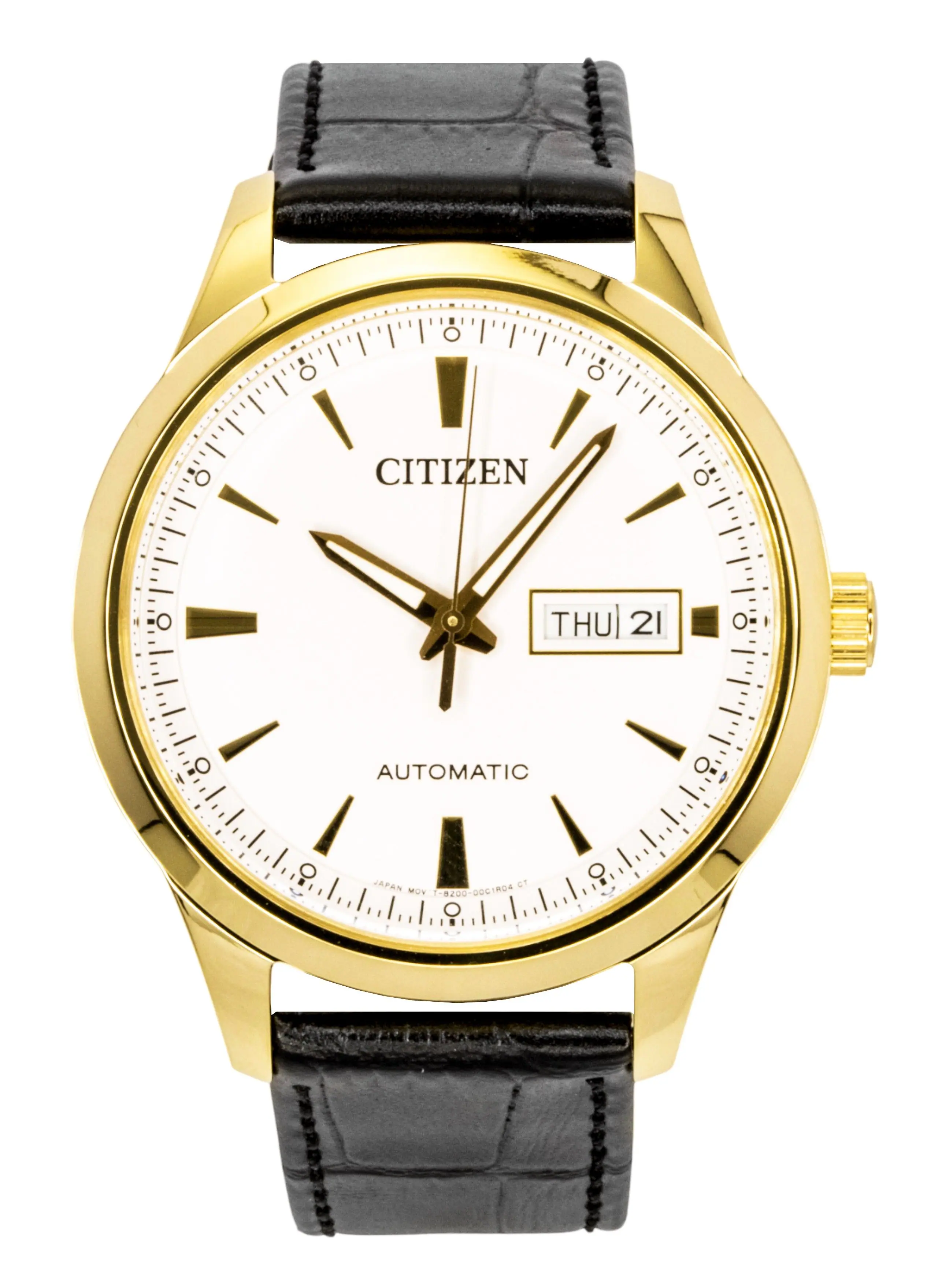 Citizen - Leather Strap Dial Automatic NY4059-09A Men's Watch - White