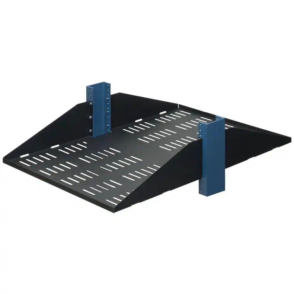 RackSolutions - 3U 2Post Center Mount Shelf 29in (D) (Flanged Down, Vented) - Black