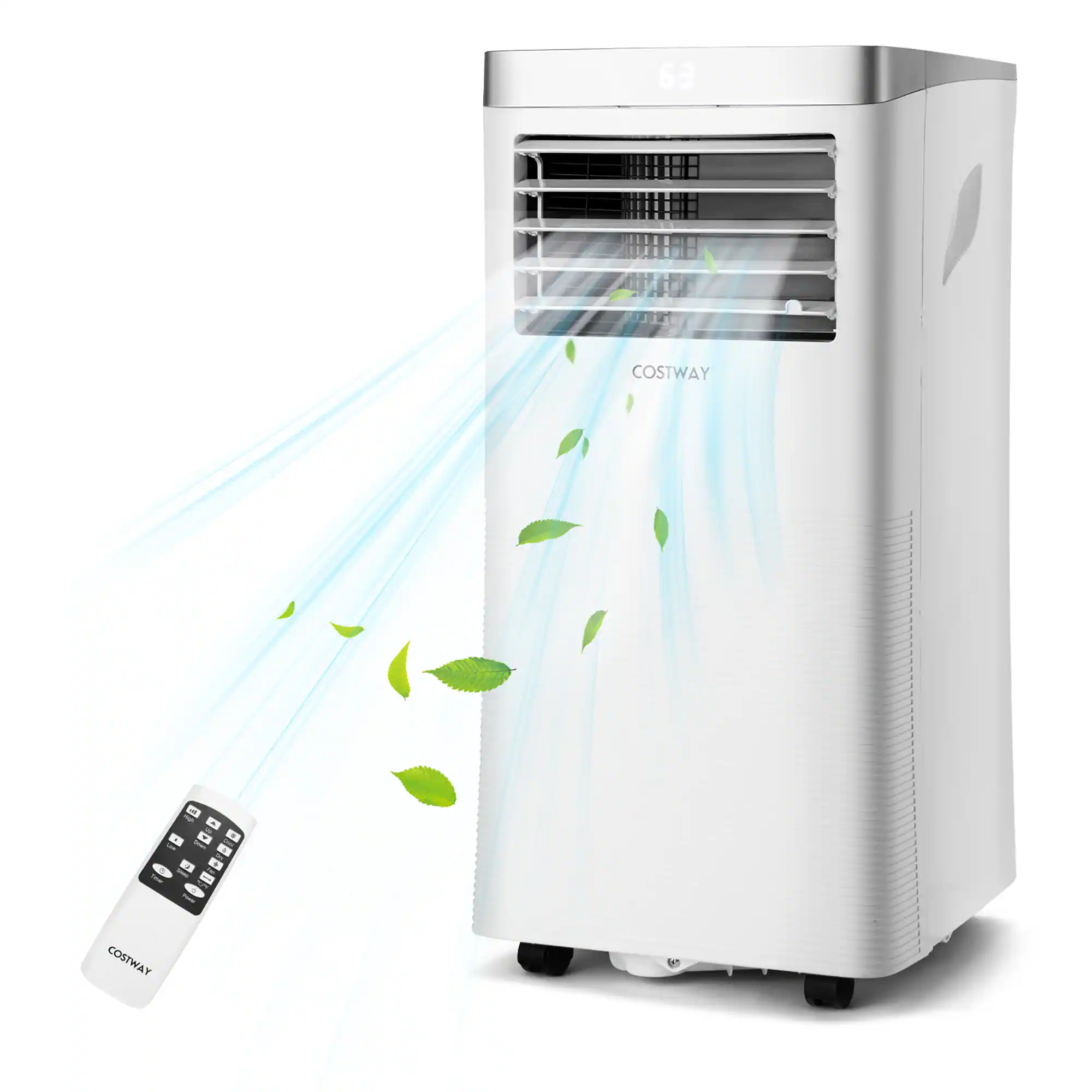 Costway - 6450 BTU Portable Air Conditioner Cools up to 350 sq.ft 3-in-1 Air Cooler with Remote Control - White