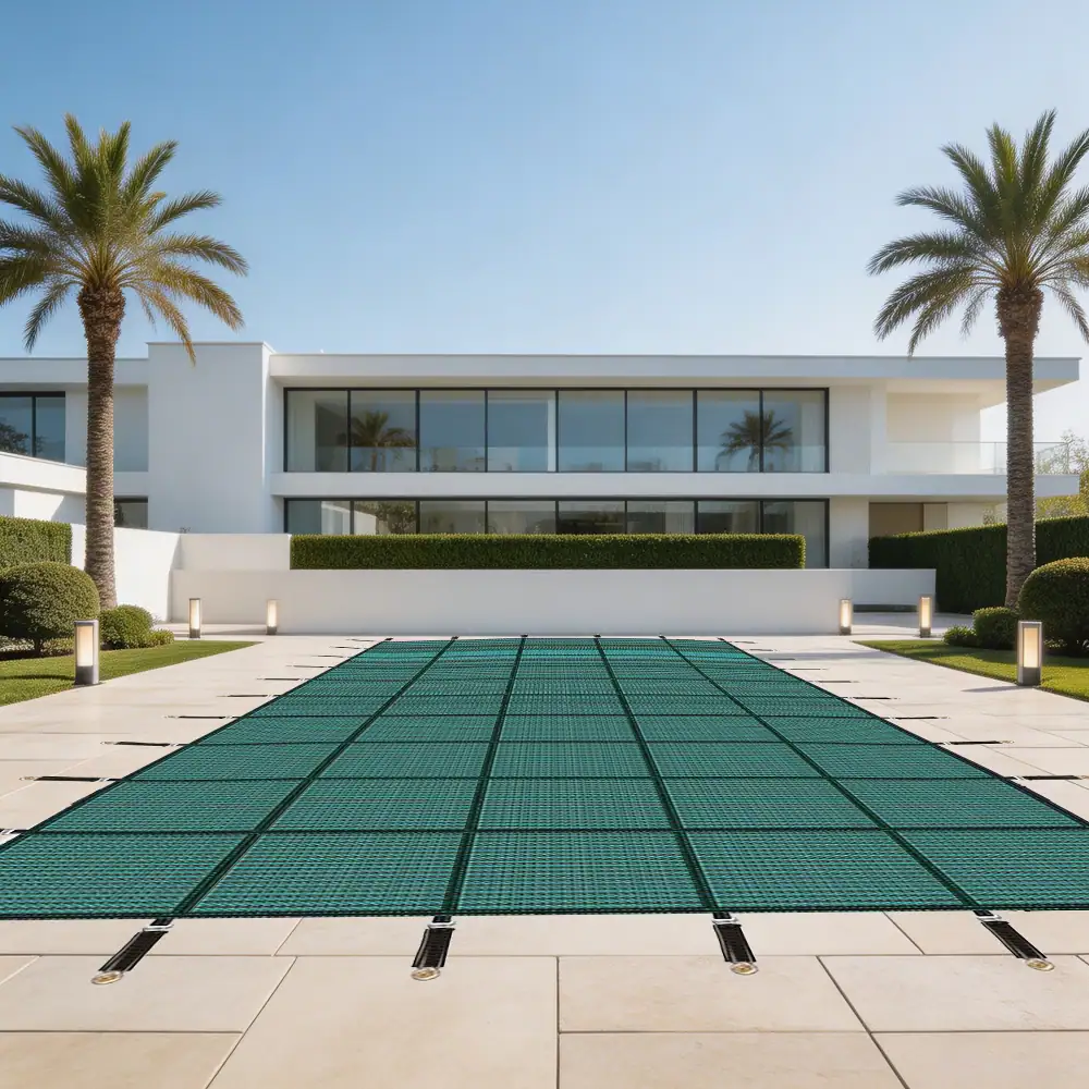 Ropilly - 25x45ft Inground Pool Safety Cover Rectangular Winter Pool Cover with Brass Anchors Green