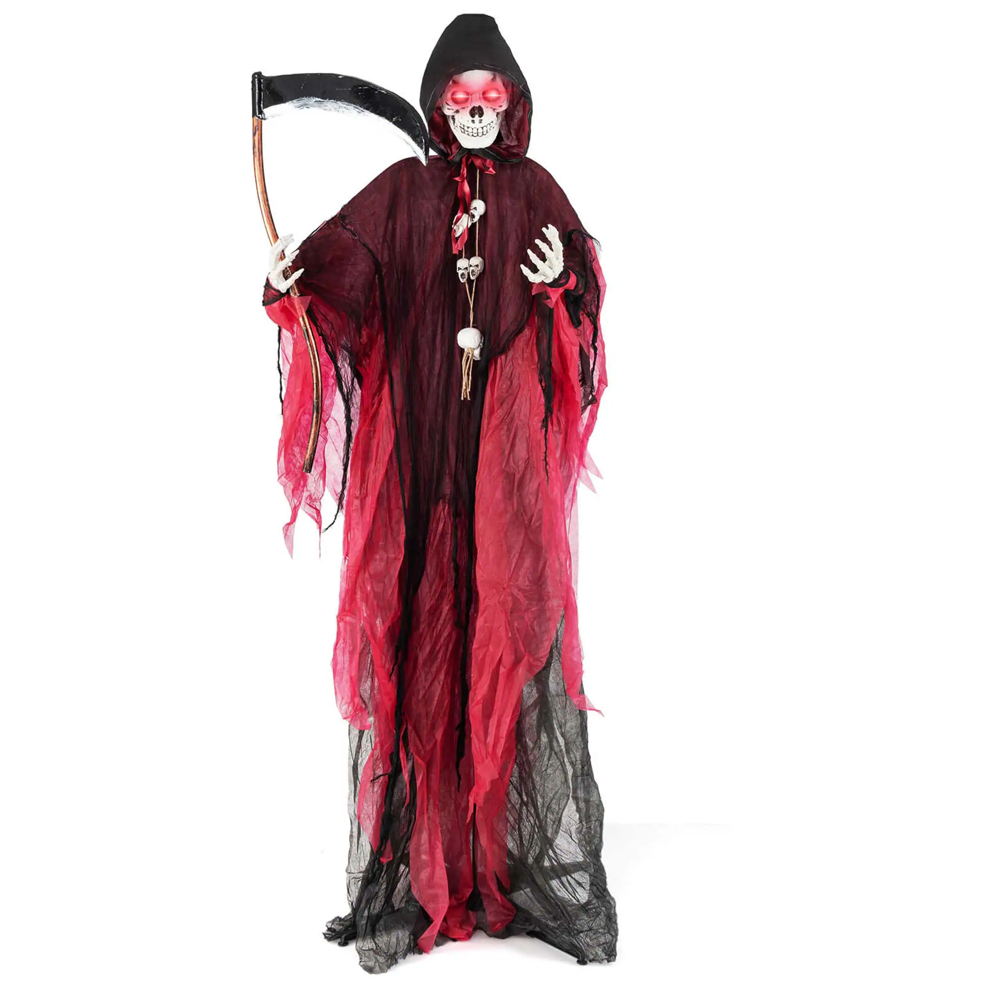 Costway - 8Ft Halloween Animatronics with Sickle Glowing LED Eyes & Scary Voices - Multicolor