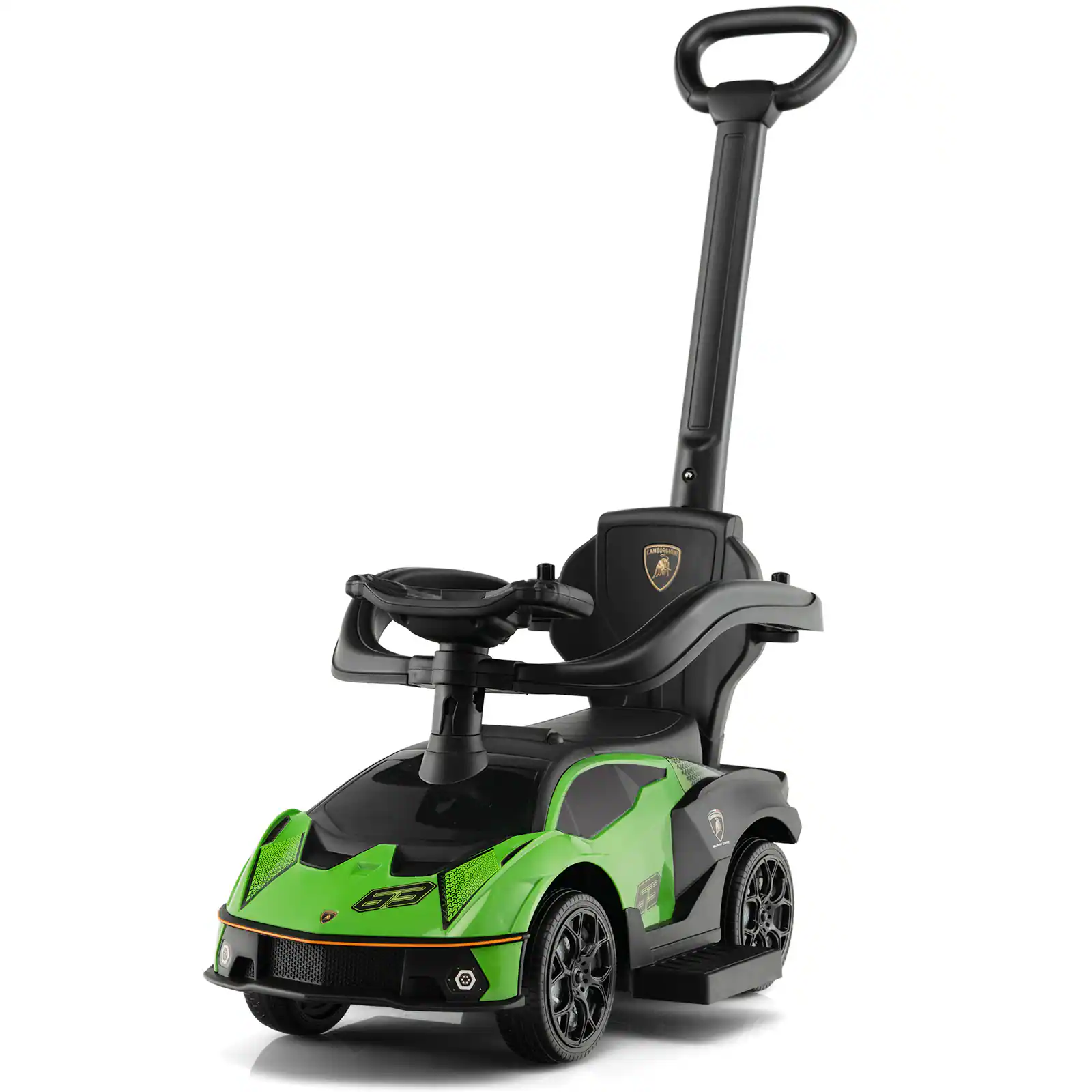 Costway - 3-in-1 Licensed Lamborghini Ride on Push Car Stroller Sliding Car w/ Sound - Green