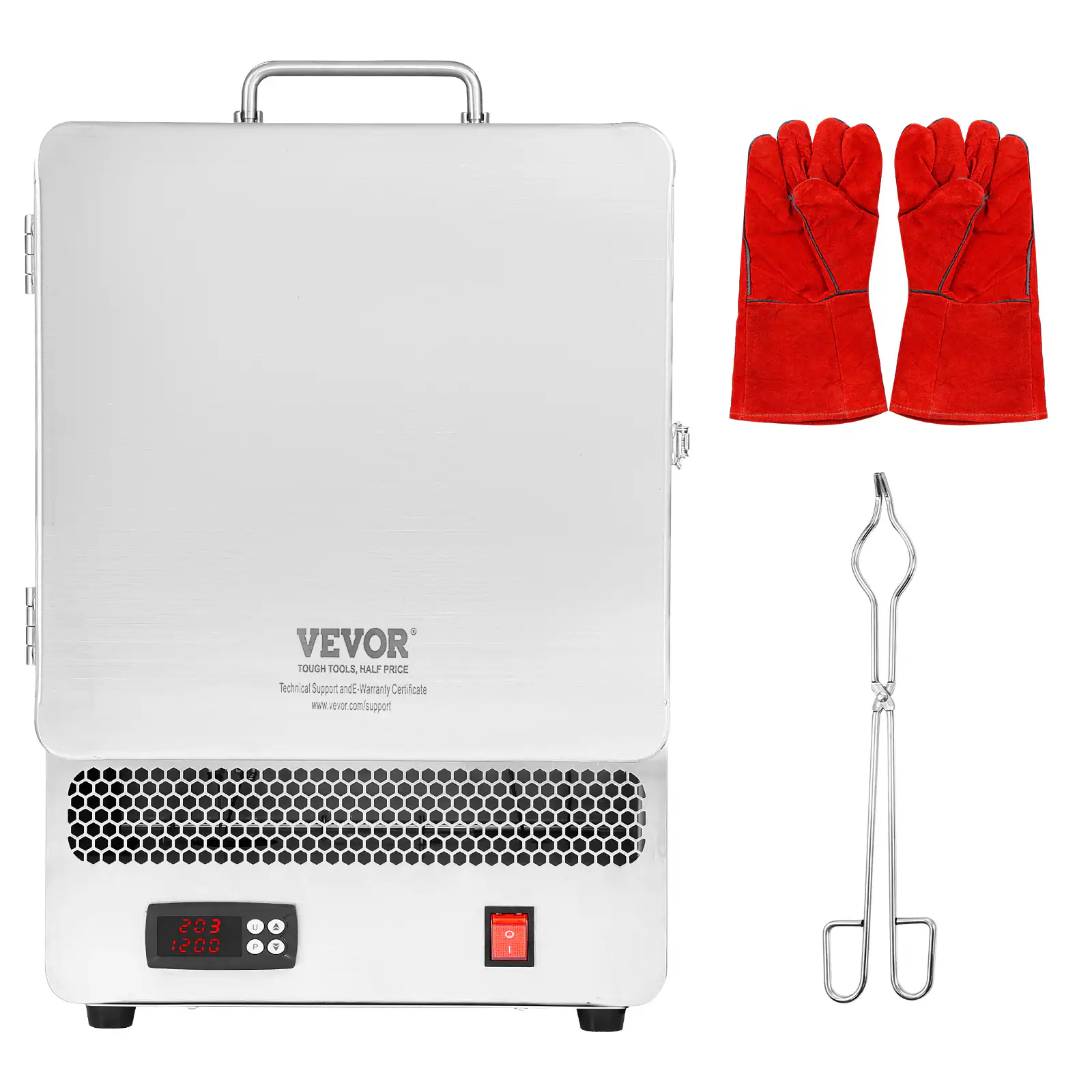 VEVOR - Tabletop Kiln Melter, 1500W Electric Kiln, 2192℉ Max Temperature, Precise Control, Stainless Steel, Gold Melting Furnace - Silver