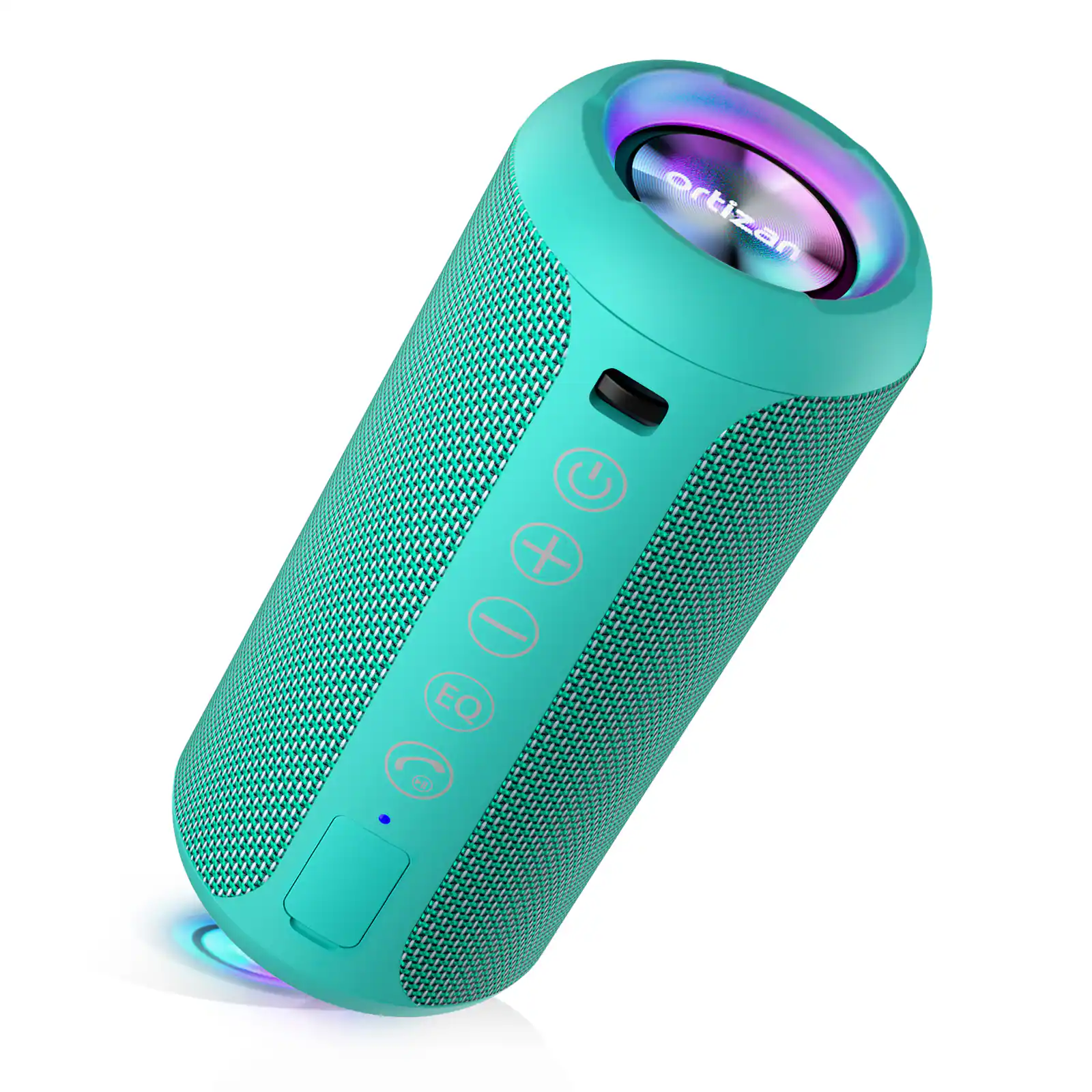 Ortizan - Portable Bluetooth Speaker, IPX7 Waterproof, TWS Stereo Pairing, 30H Long Playtime, Rich Deep Bass Sound - Blue Green