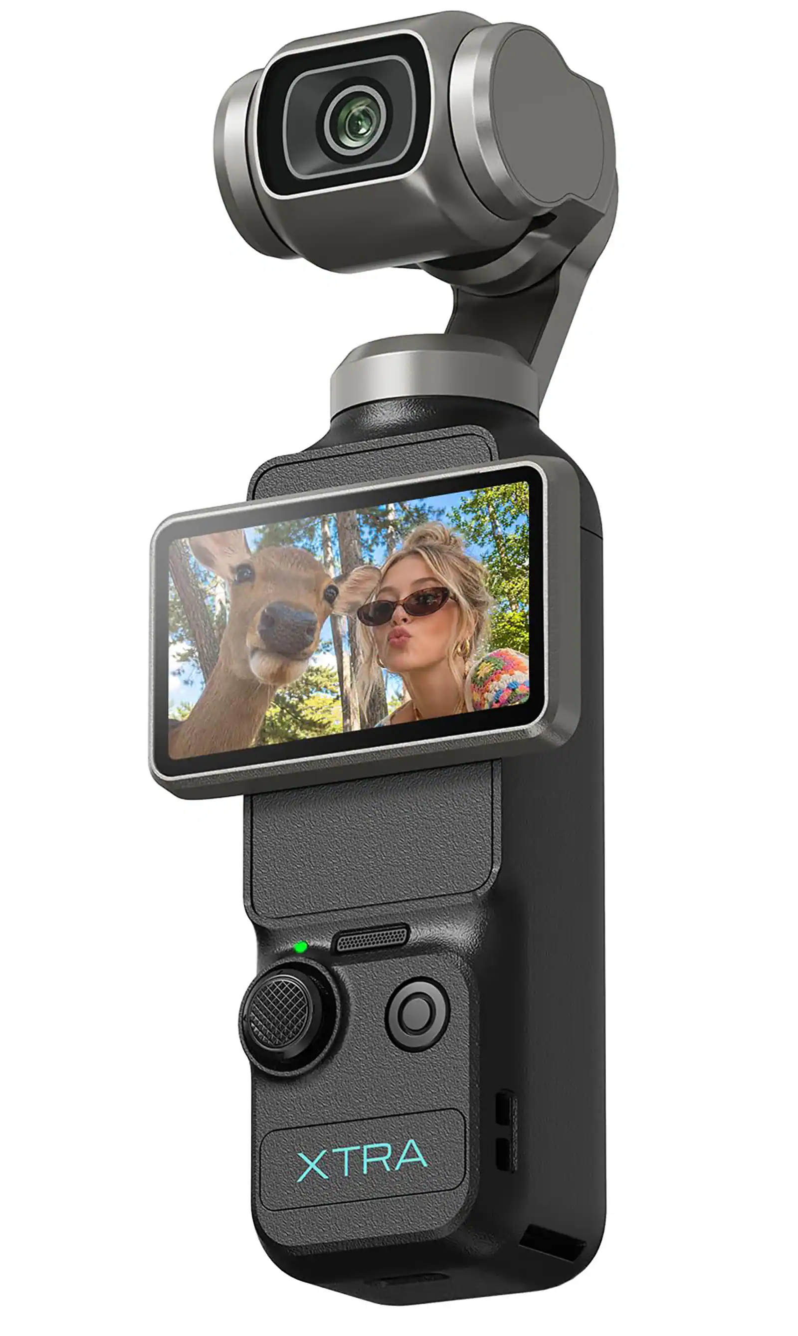 Xtra - Muse Pocket Camera w/ 1'' CMOS & 3-Axis Gimbal Stabilizer, 4K/120fps, Digital Camera for Vlogging, Face/Object Tracking - Black