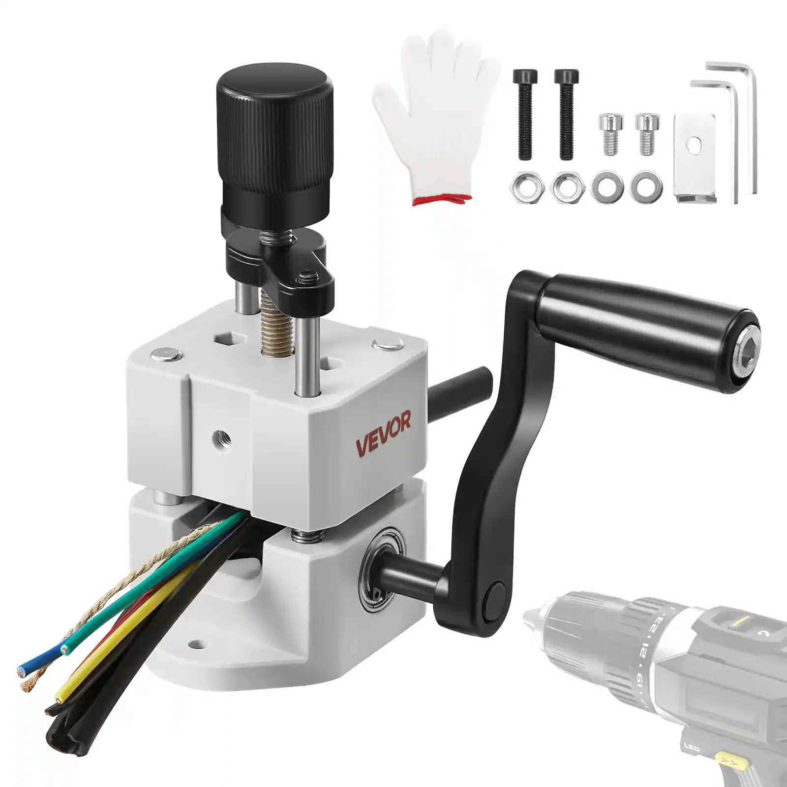 VEVOR - Manual Wire Stripping Machine, 0.06-1 in, Portable Copper Stripper with Hand Crank or Drill Powered,64Mn Quenched Blades - Grey;Black