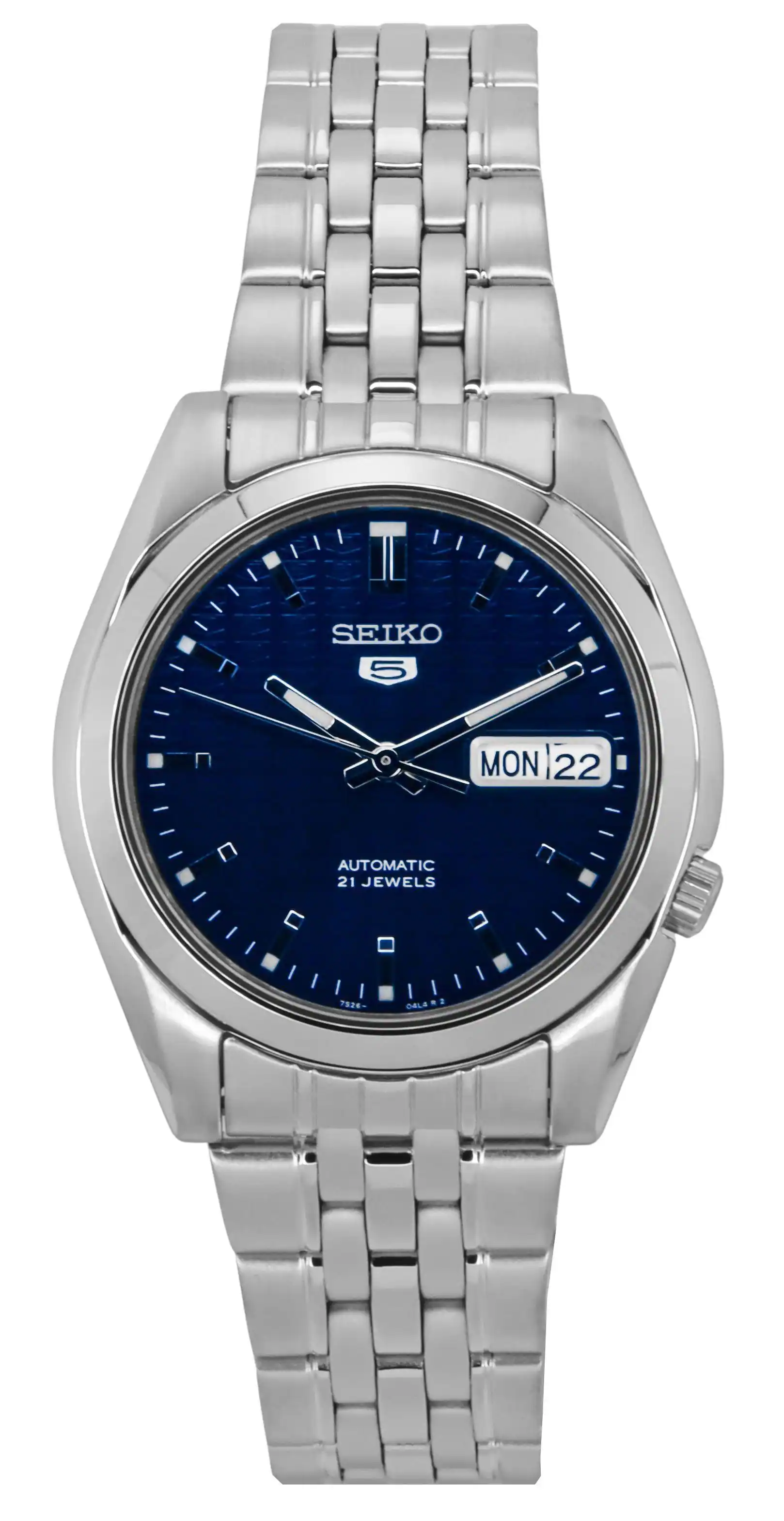 Seiko - 5 Automatic SNK357K1 Stainless Steel Black Dial Men's Watch 30M - Silver, Blue