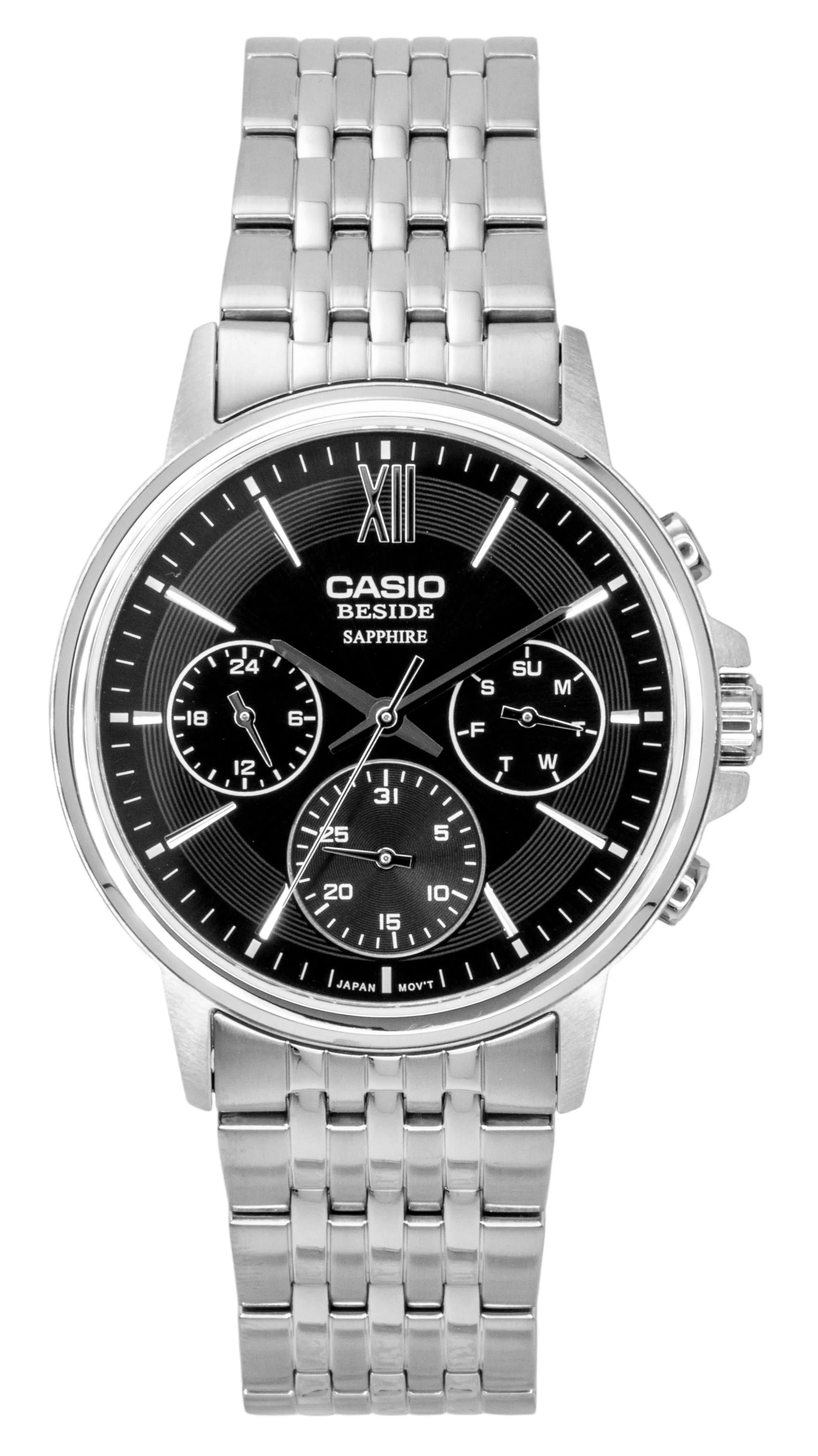 Casio - Beside Analog Stainless Steel Dial Quartz BMS-300D-1AV Men's Watch - Black