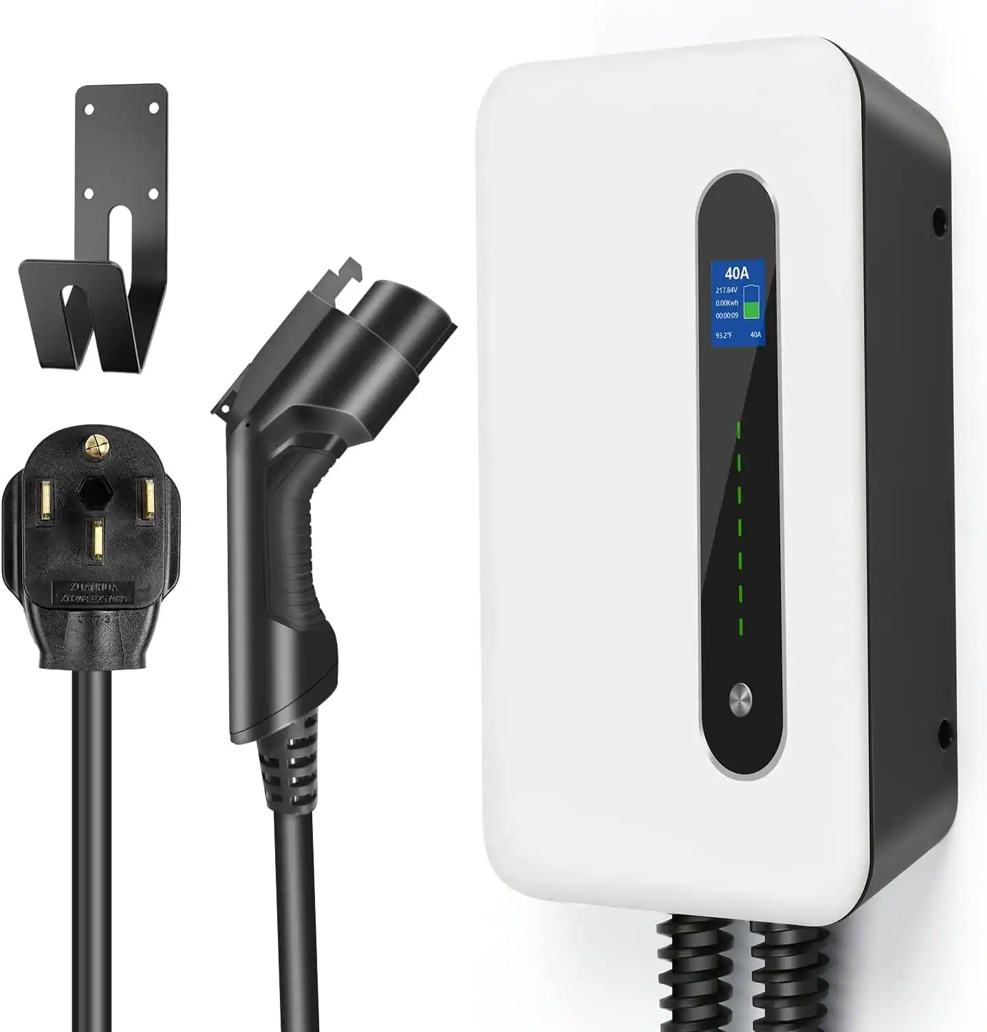 Core Tech - 40A Level 2 EV Charging Station with NEMA 14-50 Plug, 9.6kW Output, SAE J1772 Connector and 20ft Cable - Black
