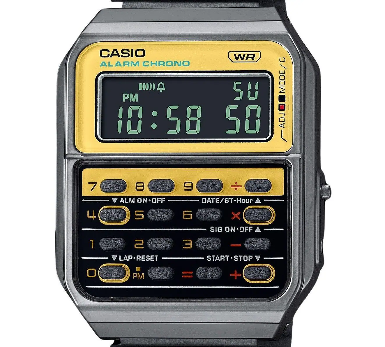 Casio - Vintage Heritage Colors Digital Stainless Steel Quartz CA-500WEGG-9B Unisex Calculator Watch - Grey/Gunmetal
