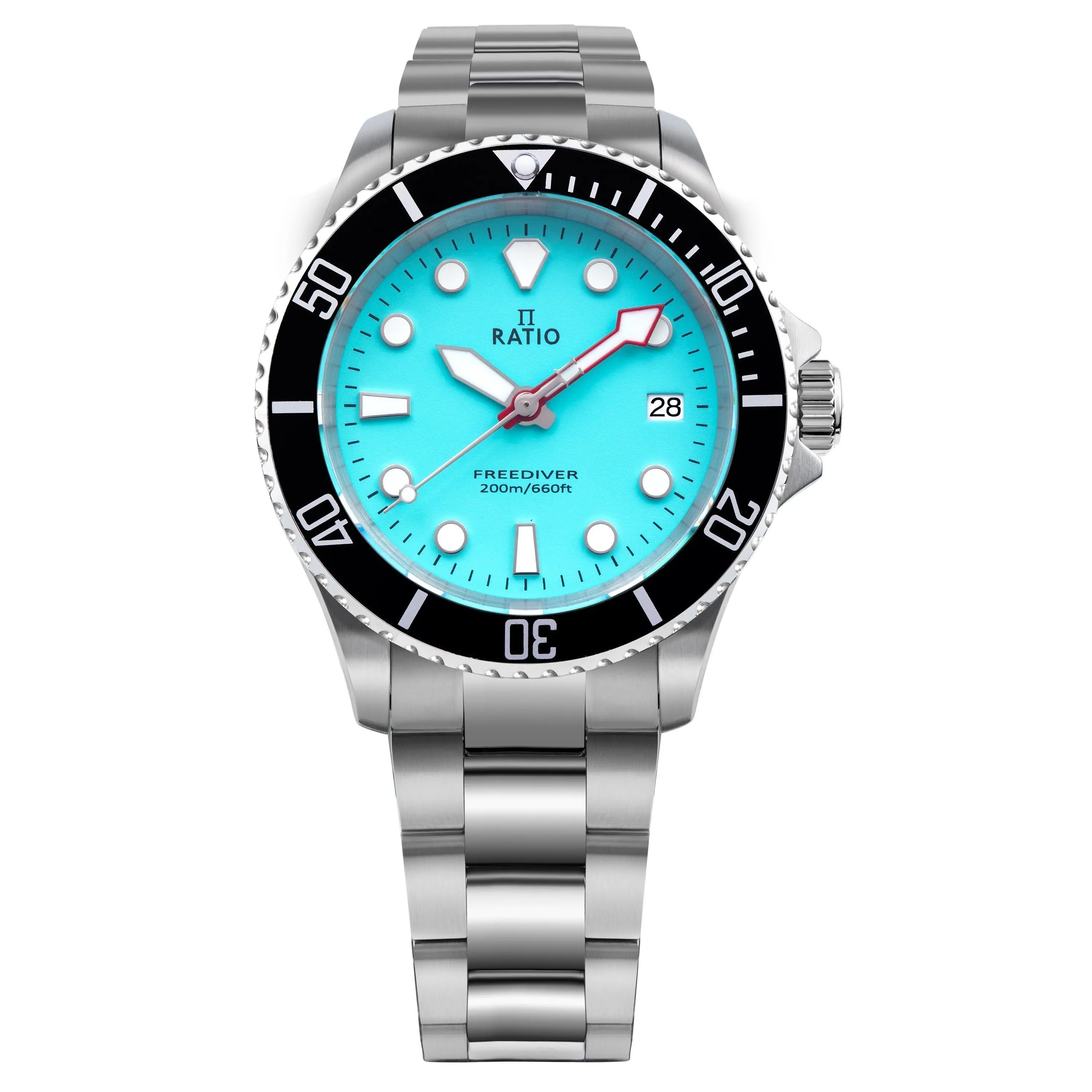 RATIO - FreeDiver Sapphire Stainless Steel Dial Quartz RTF032 200M Men's Watch - Ice Blue