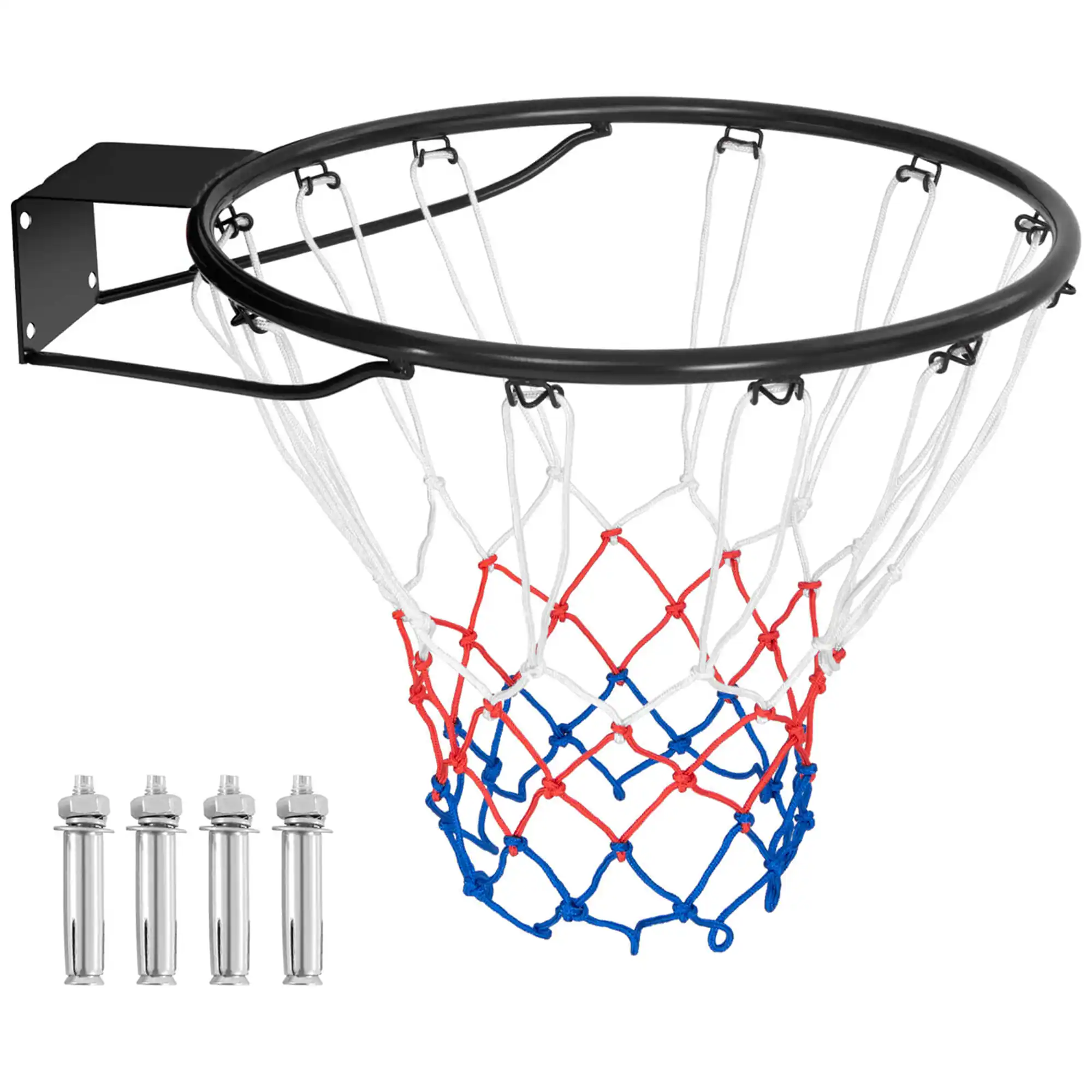 Costway - 18" Basketball Rim Wall Door Mounted Basketball Hoop with All Weather Net - Black