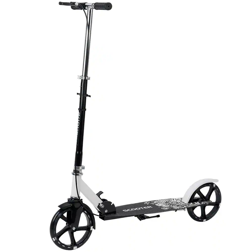Topteng - Foldable Kick Scooter for Adult & Teen–8" Luminous PU Wheel,Dual Brakes,Anti-Slip Deck,Height Adjustable,Fit for Commute - Black