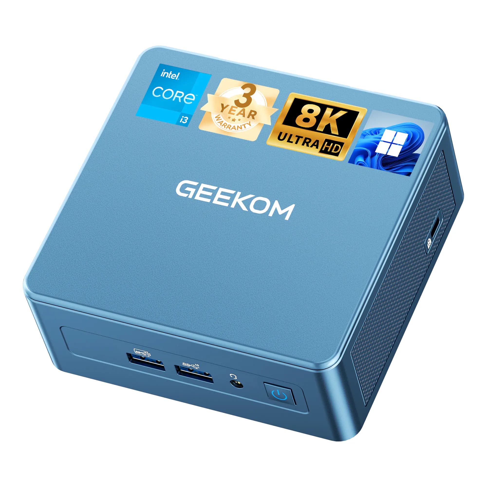 GEEKOM - IT12 Mini PC, 12th Gen Intel i3-12300HE Mini Computers, 16GB DDR4 RAM/512GB SSD, Low Power Business computer, Win11 Pro - Blue