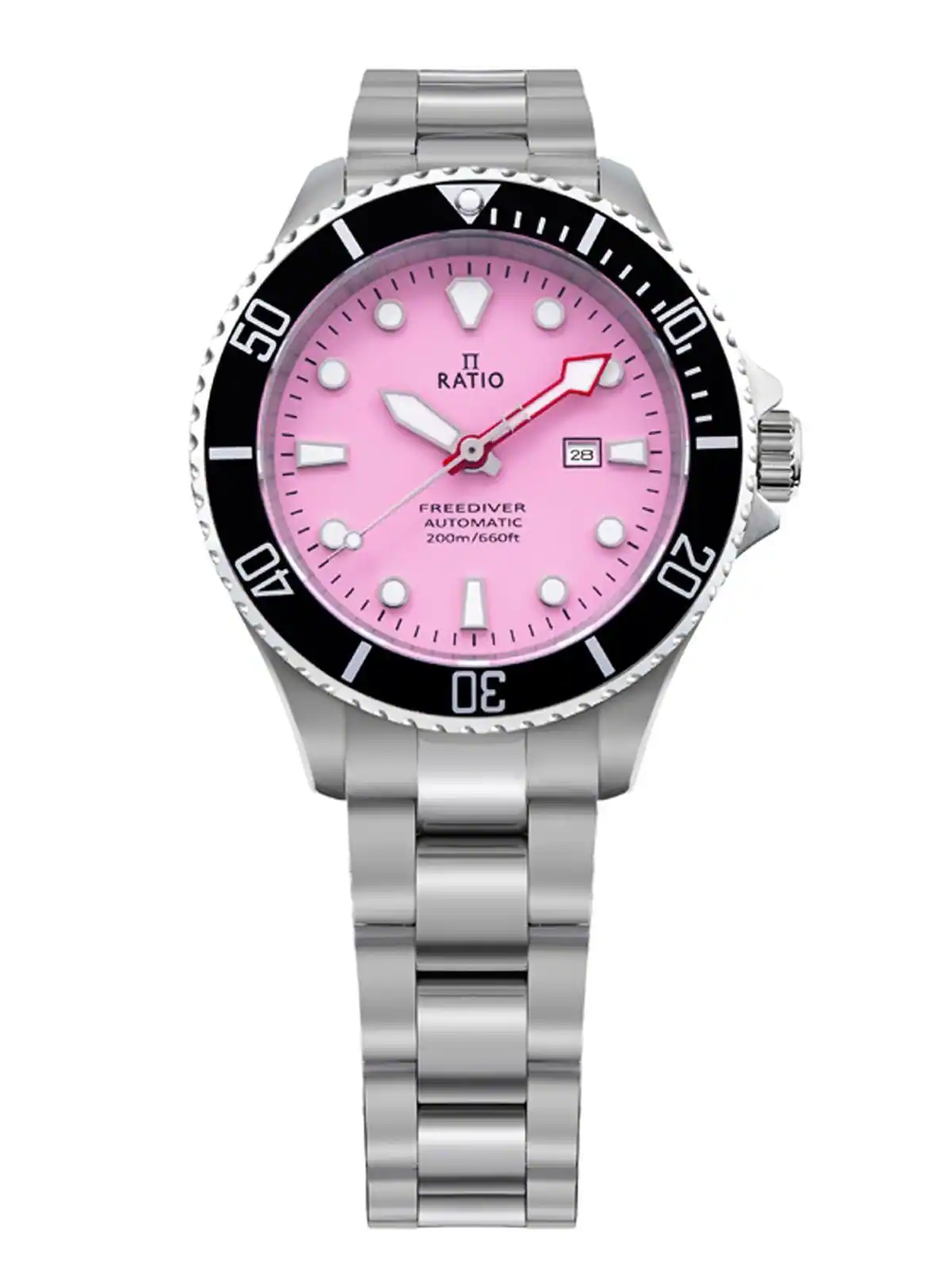 RATIO - FreeDiver Sapphire Stainless Steel Dial Automatic RTFL839 200M Women's Watch - Candy Pink