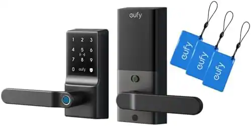eufy - Smart Lock C33, Wi‑Fi Keypad Lever, Fingerprint & Keyless Entry, Deadbolt, App Control, IP53 Waterproof - Black