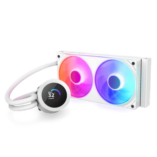 Open-Box: NZXT - Kraken Plus RGB 240mm Radiator CPU Liquid Cooler (1 x F240 RGB Core single-frame fan) with 1.54" Square LCD - White