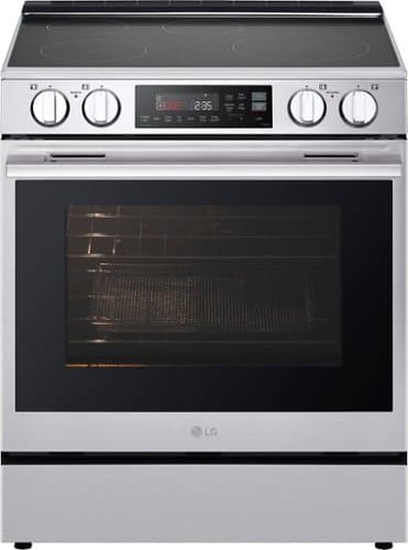 Open-Box: LG - 30-in 6.3 Cu. Ft. Slide-in Elec Induction True Convect Smart Range w/4 Elements, WideView Window and Flex Control Knobs - Stainless Steel