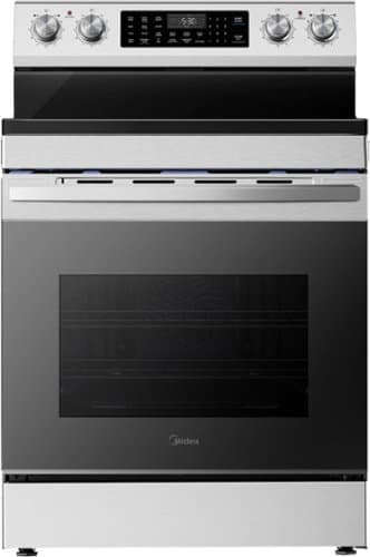 Midea - 30 in. Wide 6.3 cu. ft. 5-Element Freestanding Electric Range with Sapphire Blue Interior, Self Clean, Air Fry, WiFi - Stainless Steel