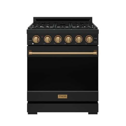 Gordon Ramsay Series by Thor Kitchen 4.55 Cu. Ft Freestanding Liquid Propane Gas Range with Bronze Hardware - Black