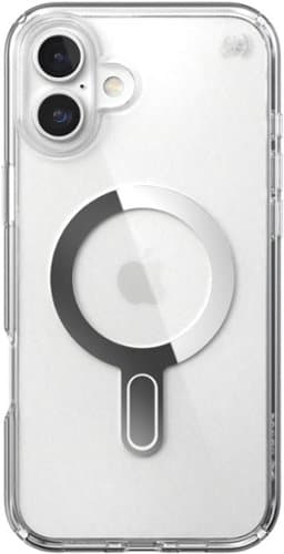Open-Box: Speck - Presidio Perfect Clear ClickLock Case with MagSafe for Apple iPhone 16 Plus - Clear/Chrome
