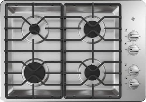 Open-Box: GE - 30 in. Wide 4 Burner Built-In Gas Cooktop with Dishwasher-Safe Grates - Stainless Steel