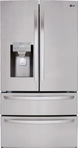 Open-Box: LG - 36-in Wide 27.8 Cu. Ft. 4-Door French Door Smart Refrigerator with Double Freezer Drawers - Stainless Steel