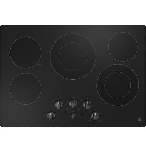 Open-Box: GE - 30 in. Wide 5 Element Electric Built-In Cooktop with 2 Power Boil Dual Ring Elements - Black
