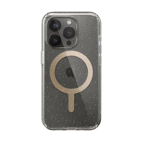 Open-Box: Speck - Presidio Lux Case with MagSafe for Apple iPhone 15 Pro - Clear/Gold Glitter